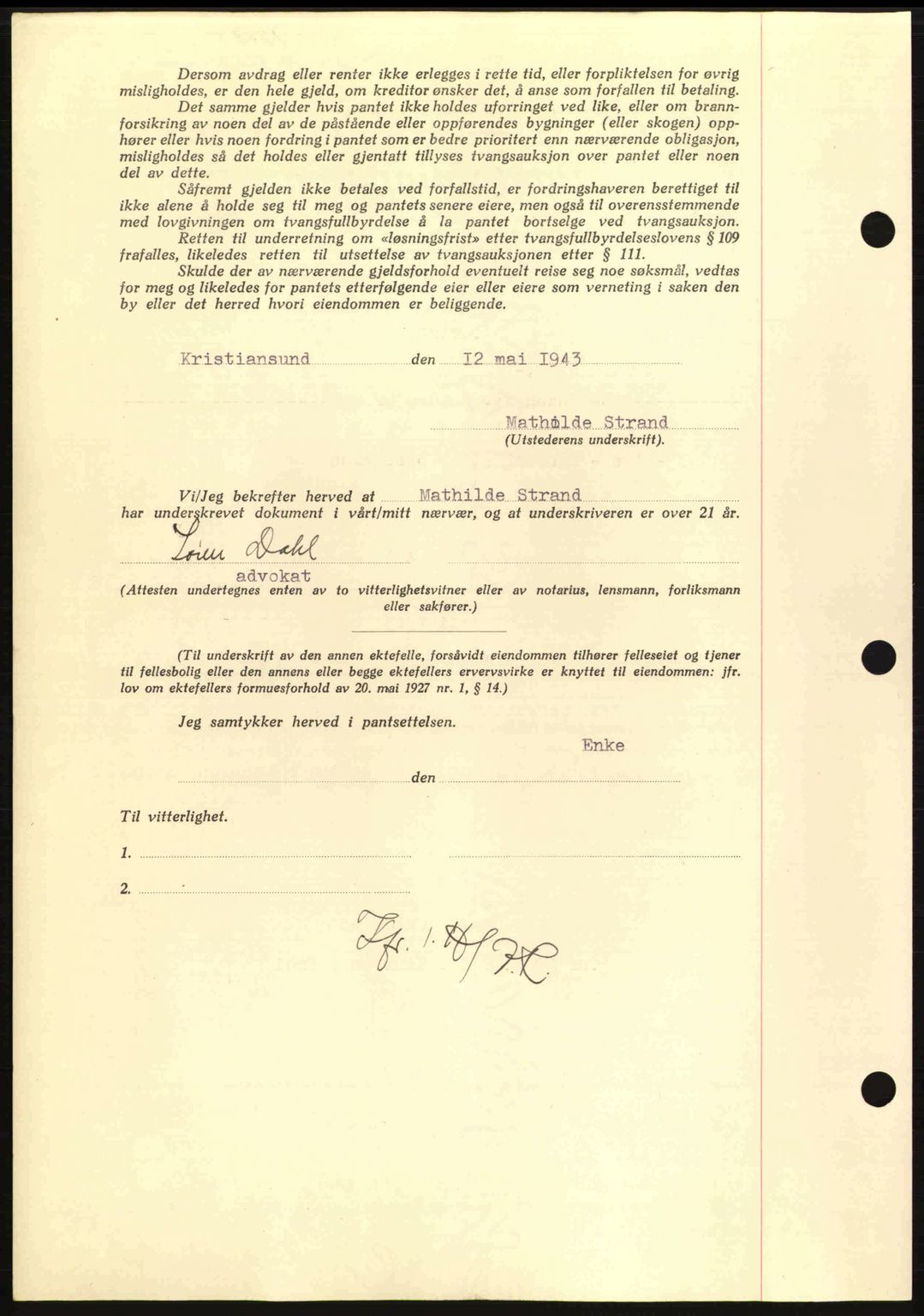 Nordmøre sorenskriveri, AV/SAT-A-4132/1/2/2Ca: Mortgage book no. B90, 1942-1943, Diary no: : 1300/1943