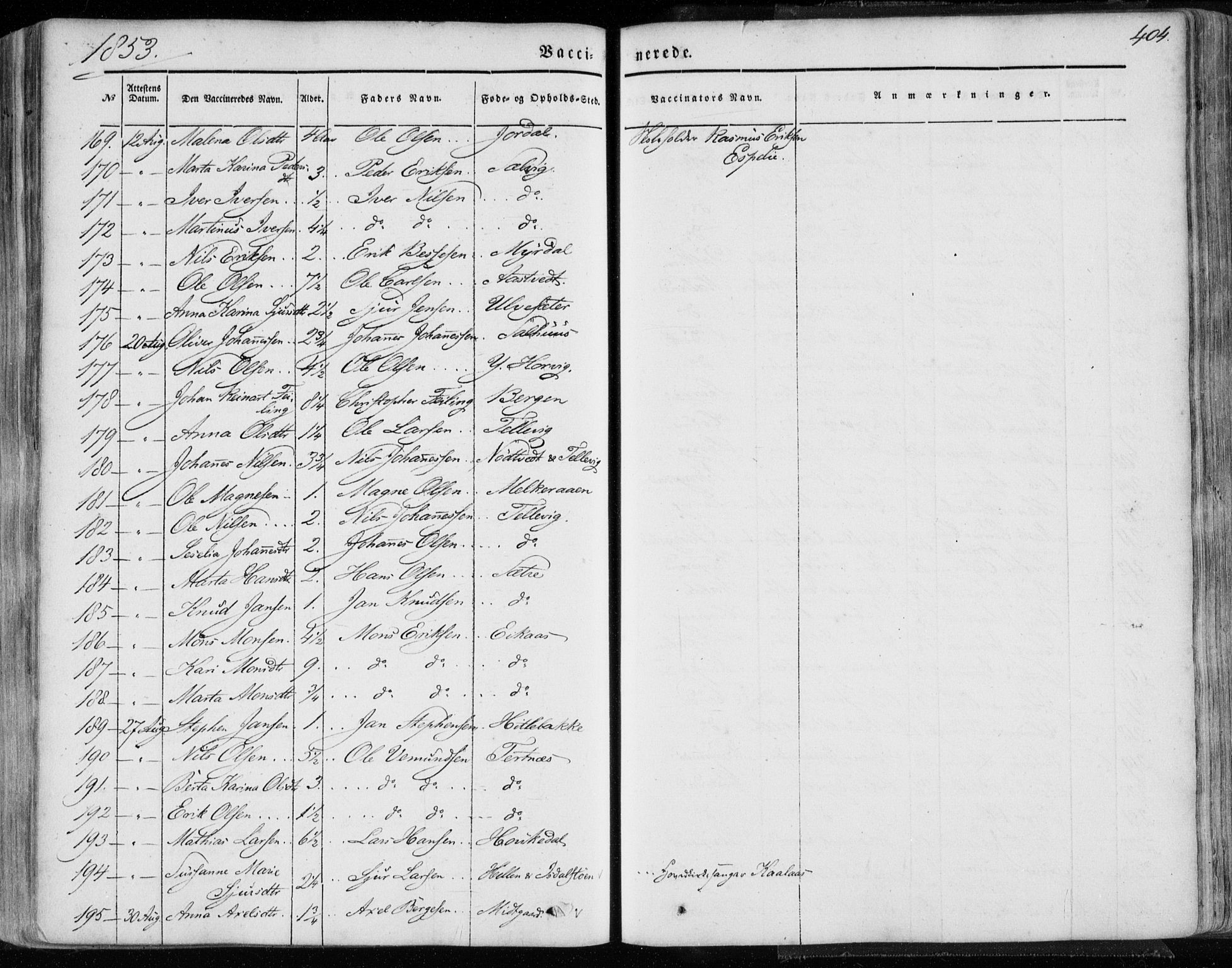 Hamre sokneprestembete, AV/SAB-A-75501/H/Ha/Haa/Haaa/L0013: Parish register (official) no. A 13, 1846-1857, p. 404