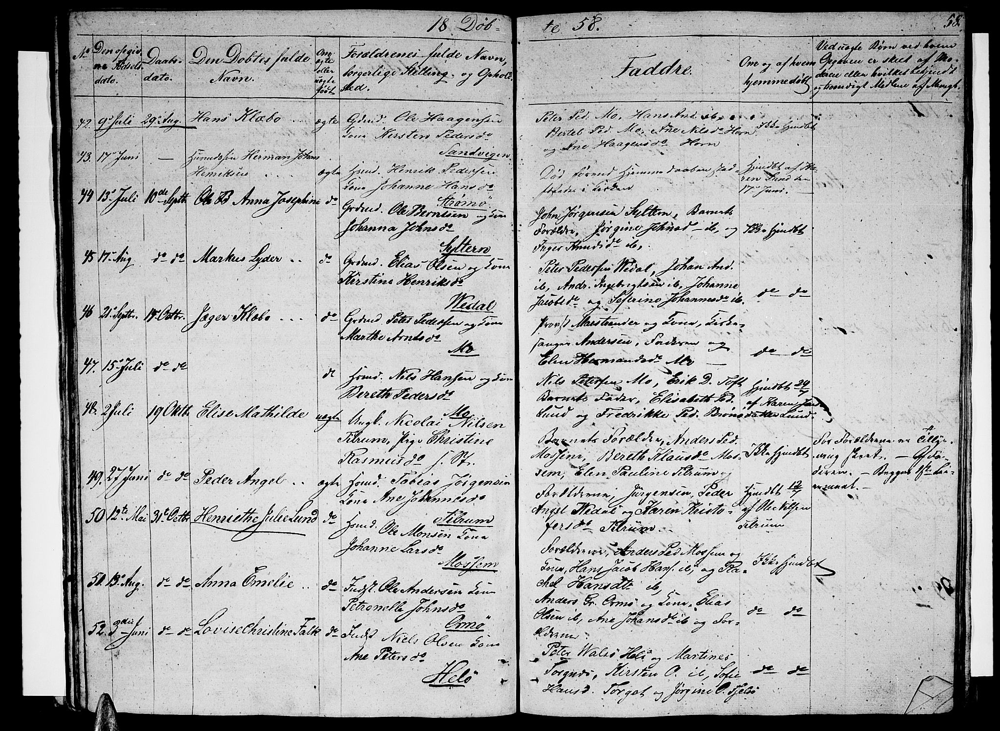 Ministerialprotokoller, klokkerbøker og fødselsregistre - Nordland, AV/SAT-A-1459/813/L0211: Parish register (copy) no. 813C03, 1842-1863, p. 58