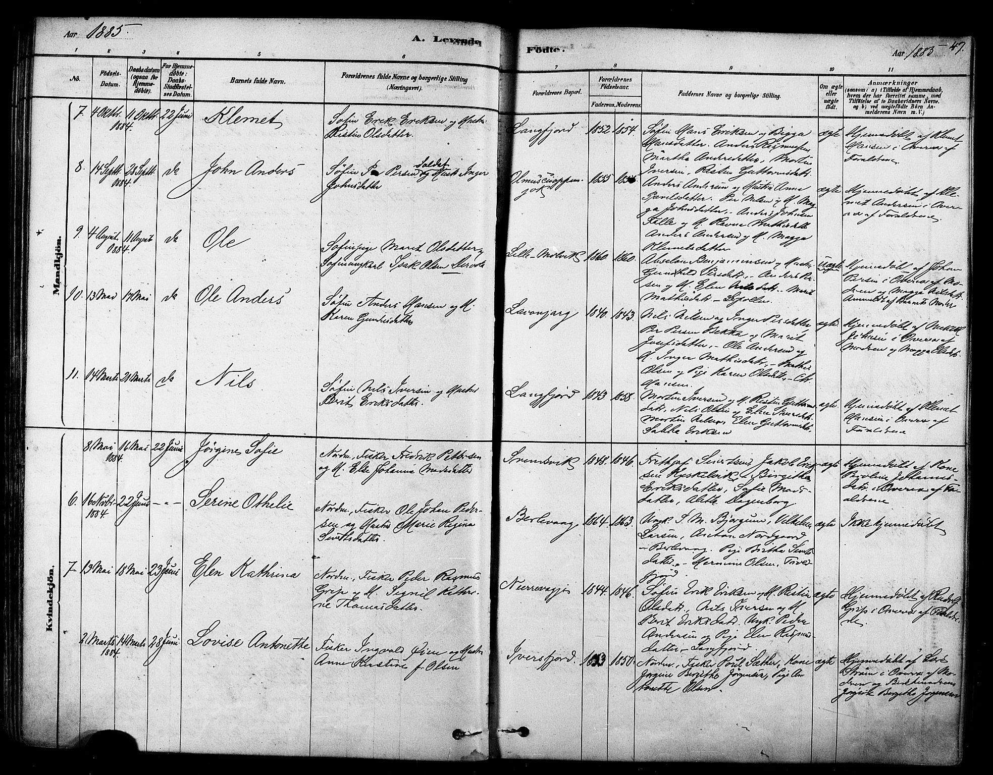 Tana sokneprestkontor, SATØ/S-1334/H/Ha/L0004kirke: Parish register (official) no. 4, 1878-1891, p. 47