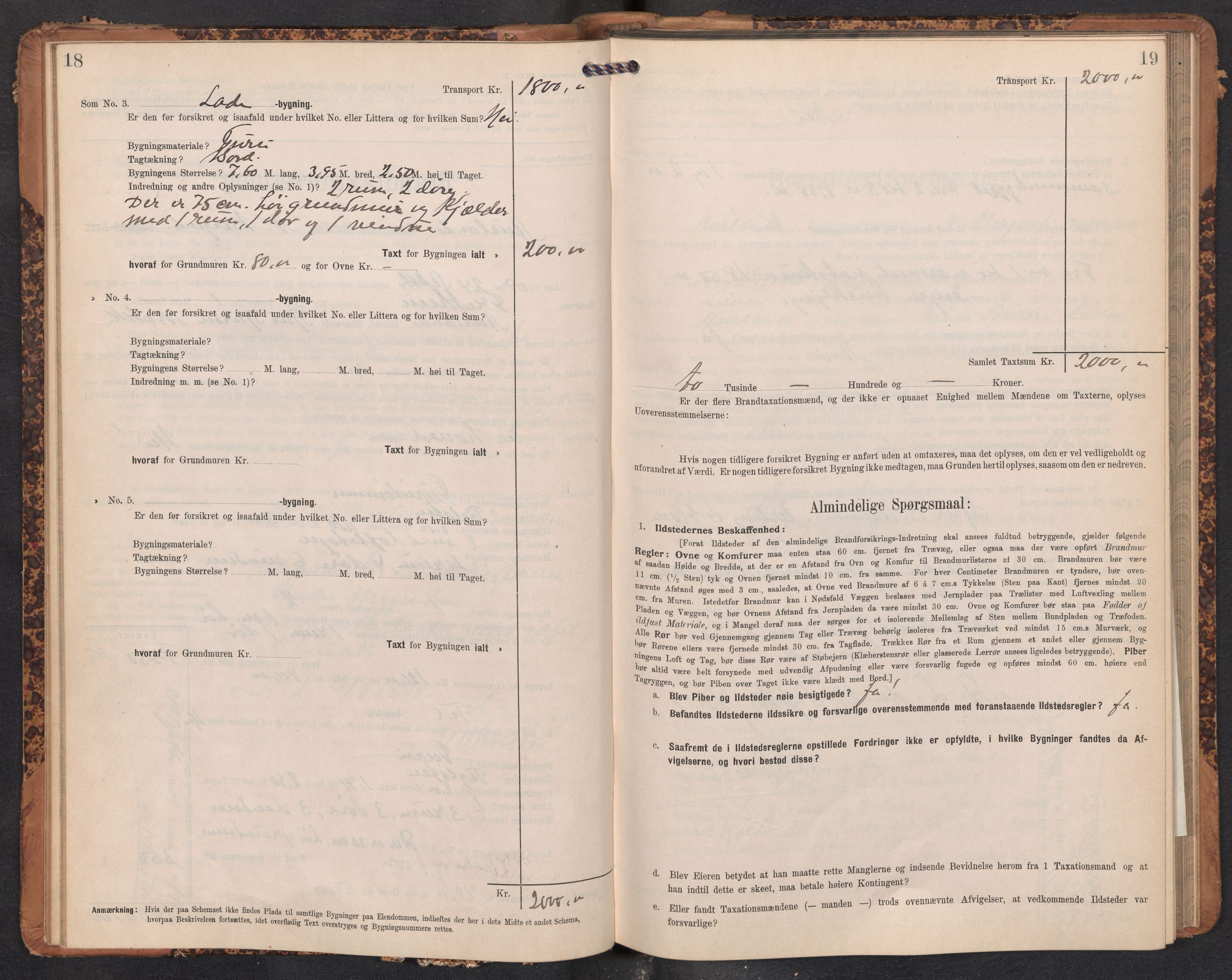 Lensmannen i Aurland, AV/SAB-A-26401/0012/L0005: Branntakstprotokoll, skjematakst, 1909-1916, p. 18-19