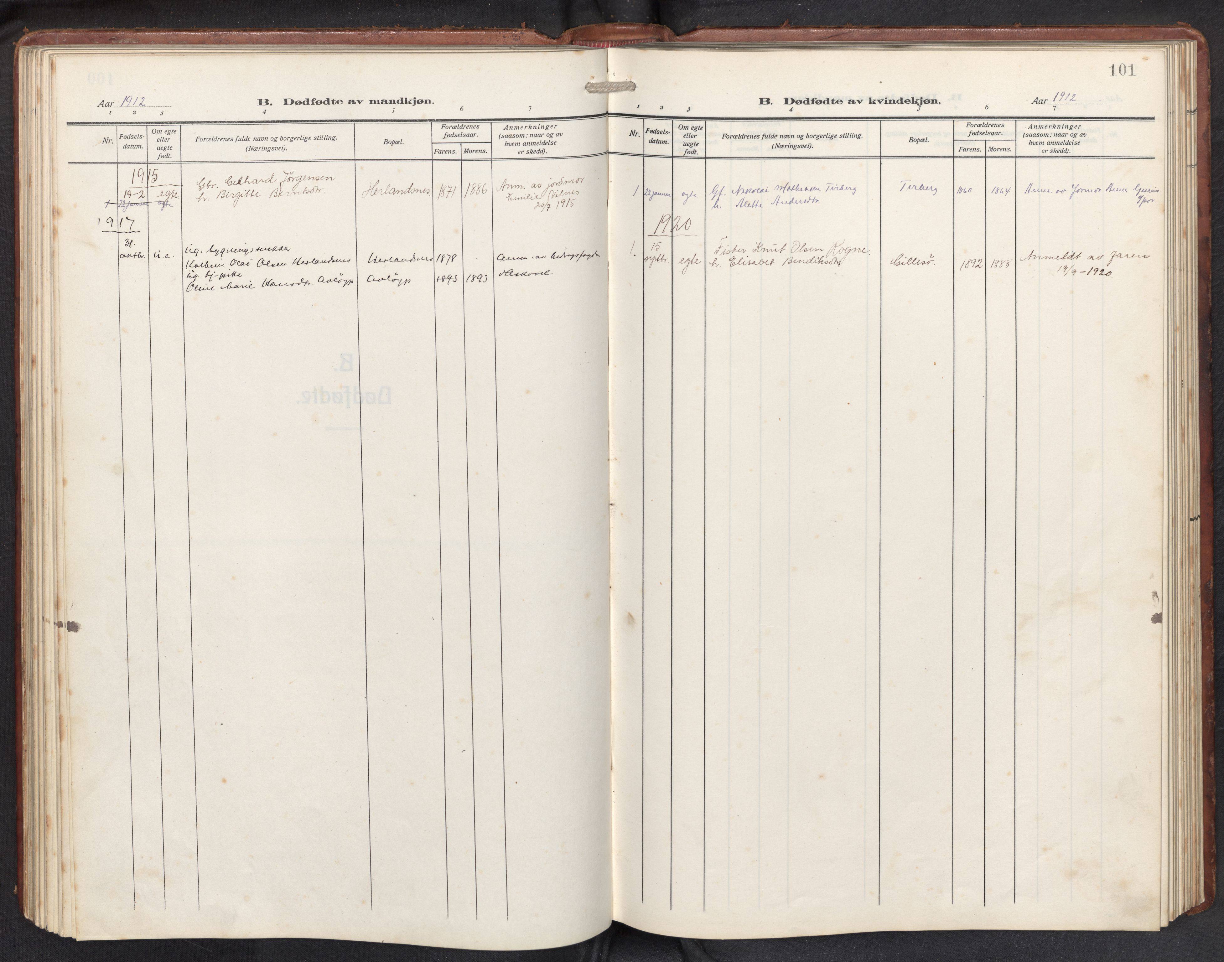 Askvoll sokneprestembete, SAB/A-79501/H/Hab/Habb/L0002: Parish register (copy) no. B 2, 1910-1947, p. 100b-101a