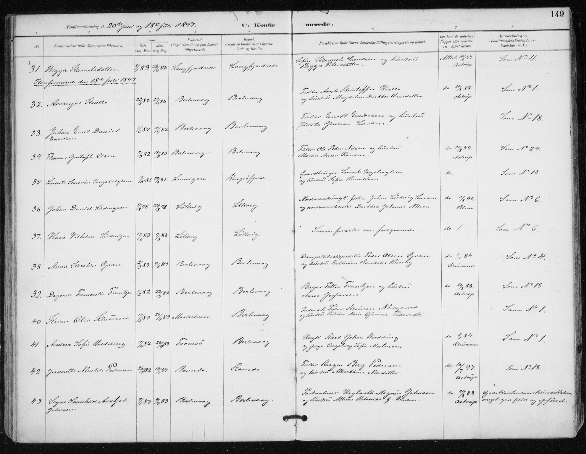 Tana sokneprestkontor, AV/SATØ-S-1334/H/Ha/L0005kirke: Parish register (official) no. 5, 1891-1903, p. 149