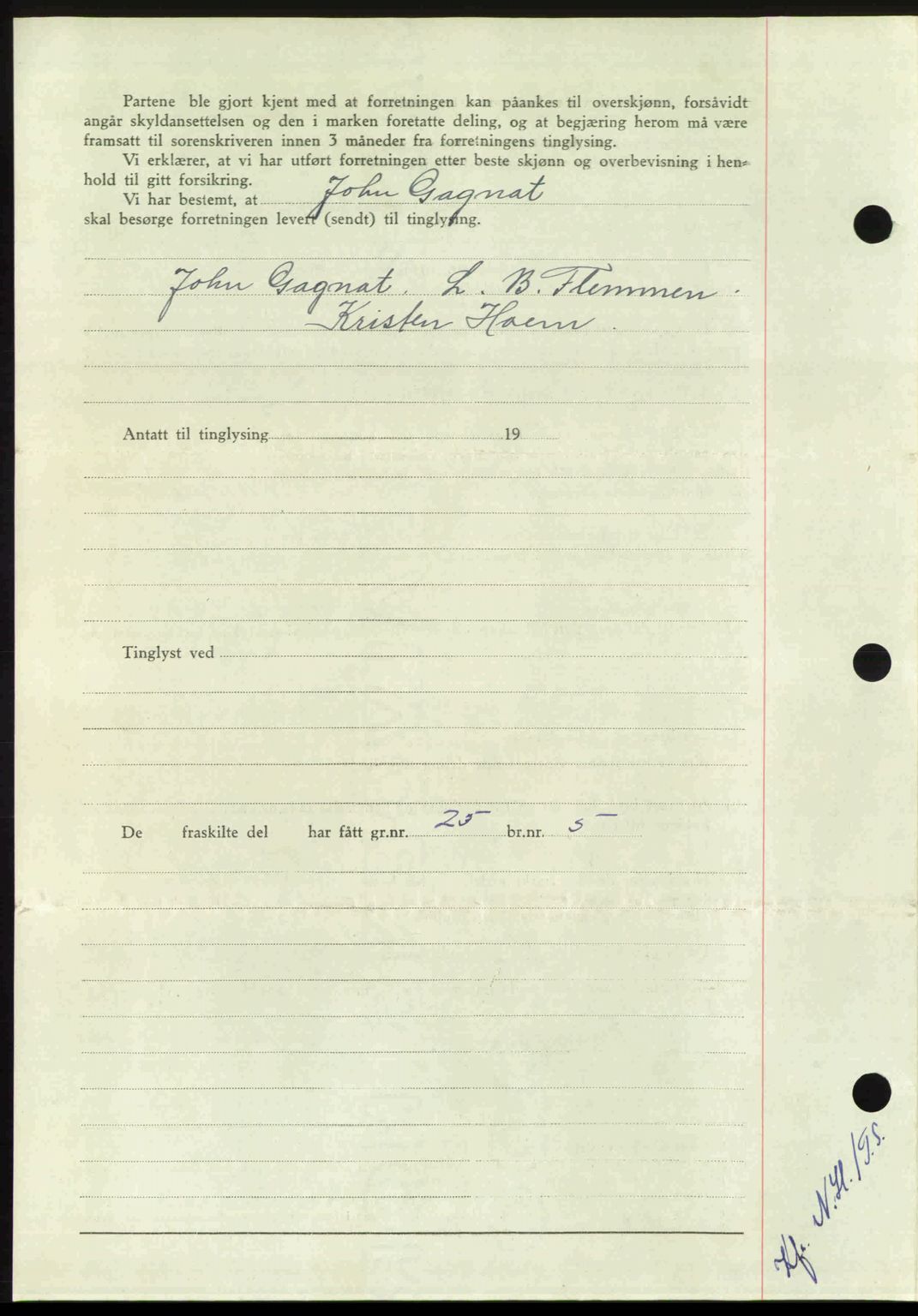 Nordmøre sorenskriveri, AV/SAT-A-4132/1/2/2Ca: Mortgage book no. A105, 1947-1947, Diary no: : 1353/1947