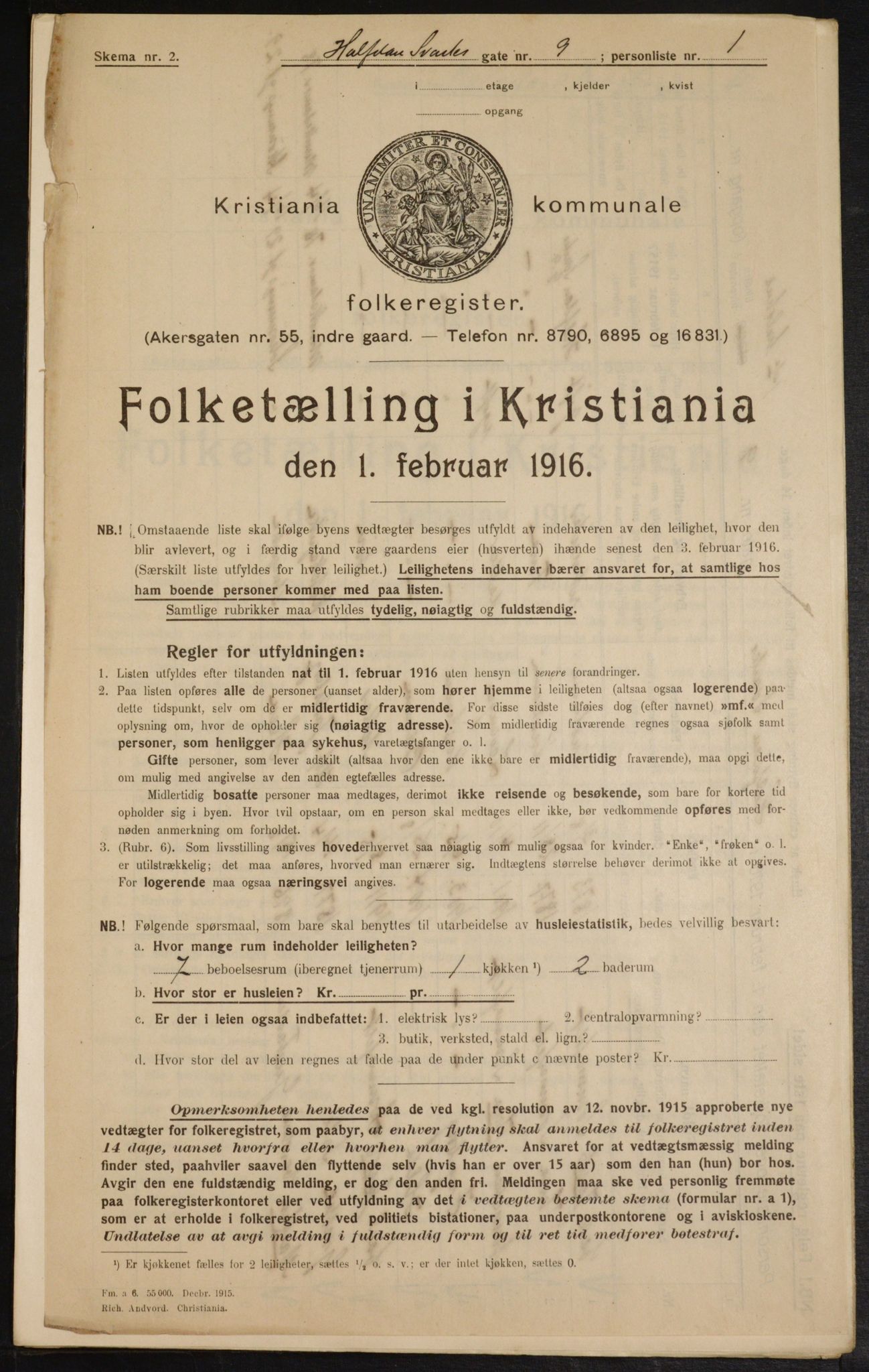 OBA, Municipal Census 1916 for Kristiania, 1916, p. 34715