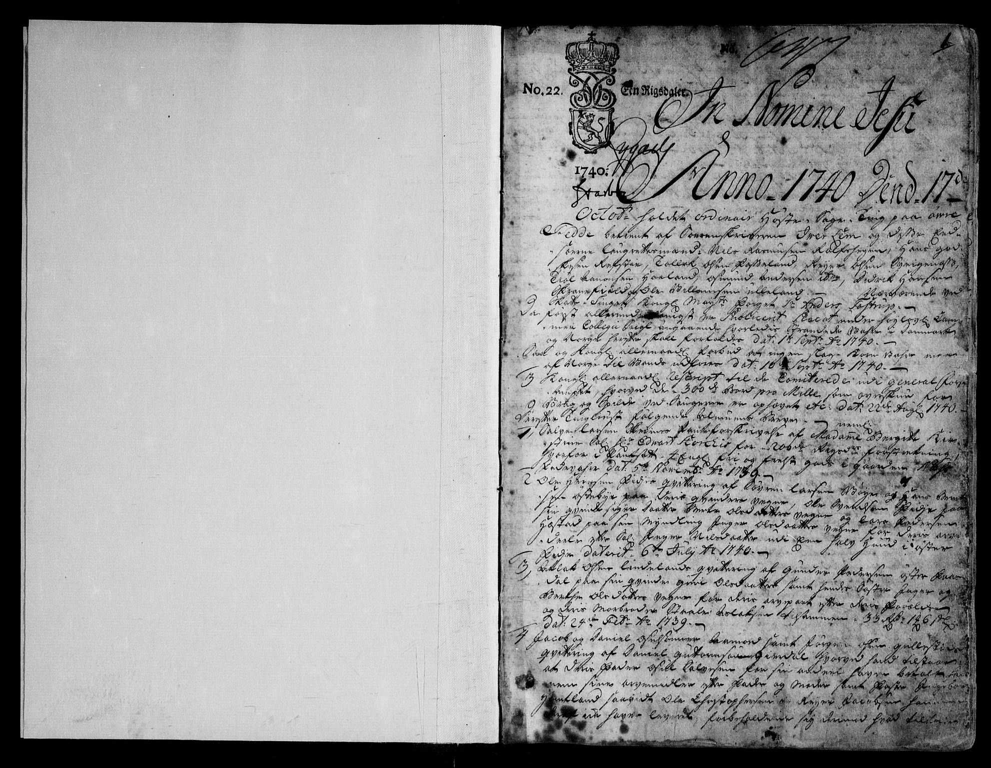 Lister sorenskriveri, AV/SAK-1221-0003/F/Fa/L0055: Tingbok nr 55, 1740-1743, p. 0b-1a
