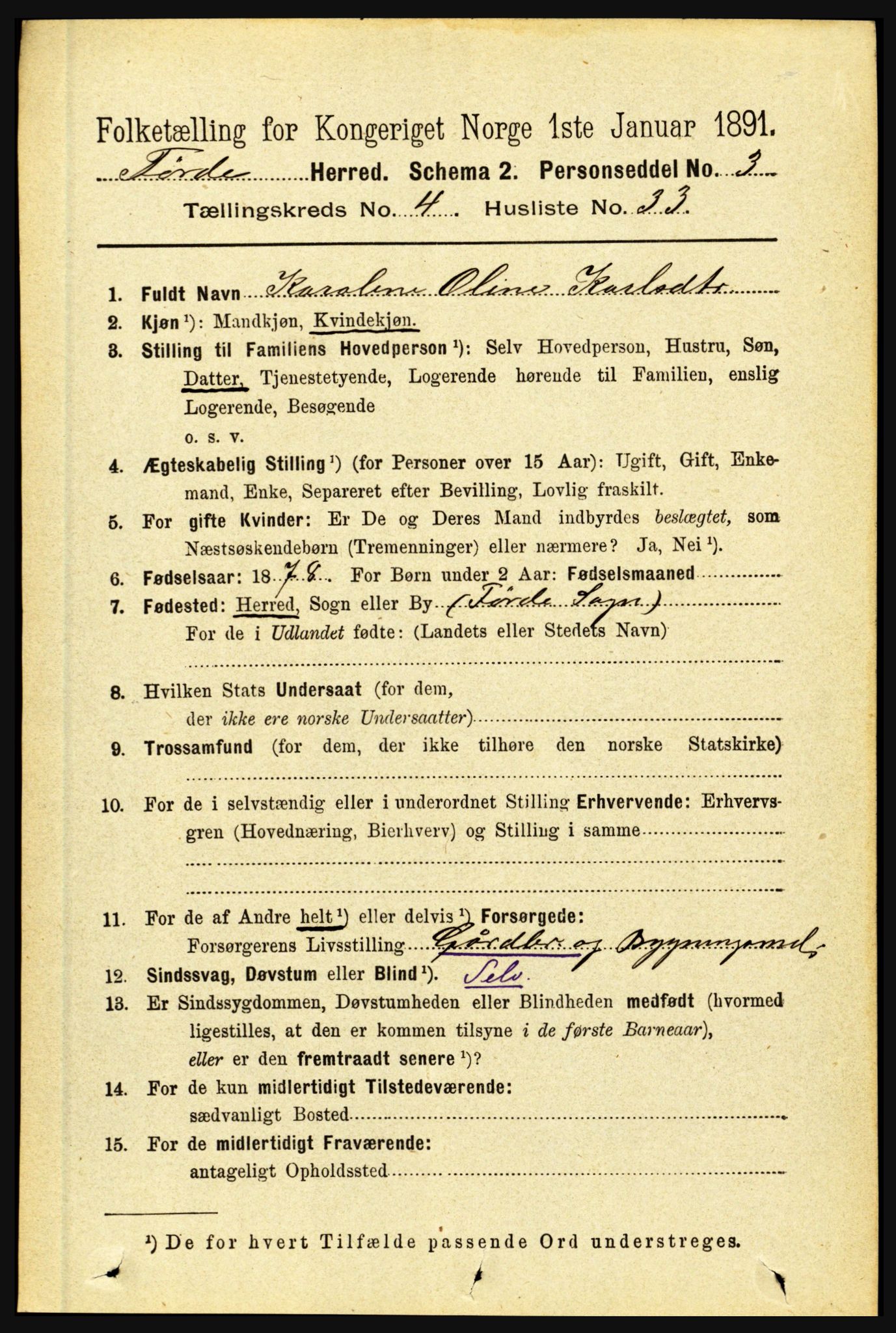 RA, 1891 census for 1432 Førde, 1891, p. 1249