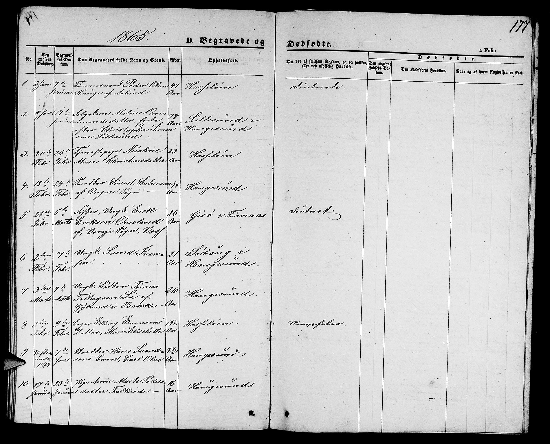 Torvastad sokneprestkontor, SAST/A -101857/H/Ha/Hab/L0006: Parish register (copy) no. B 6, 1858-1867, p. 177