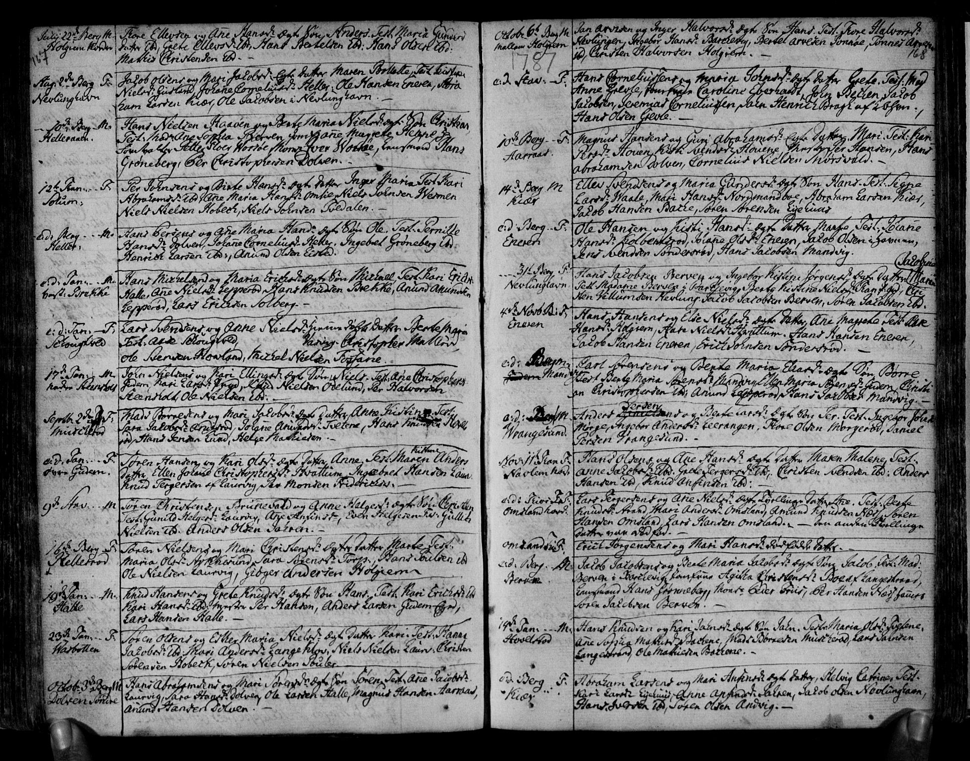 Brunlanes kirkebøker, AV/SAKO-A-342/F/Fa/L0001: Parish register (official) no. I 1, 1766-1801, p. 167-168