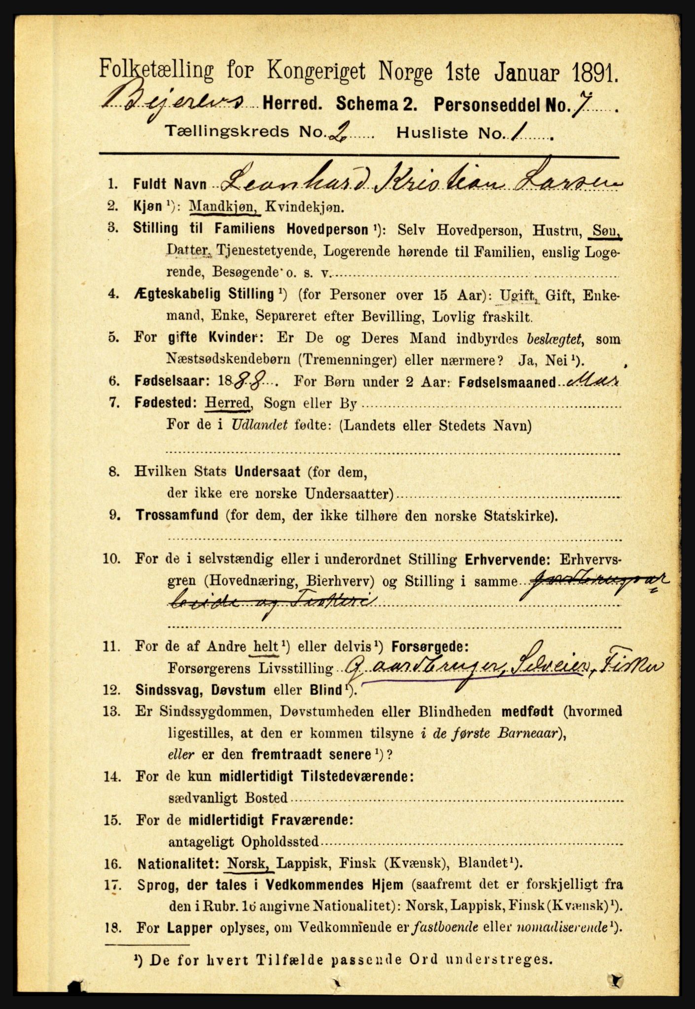 RA, 1891 census for 1839 Beiarn, 1891, p. 391