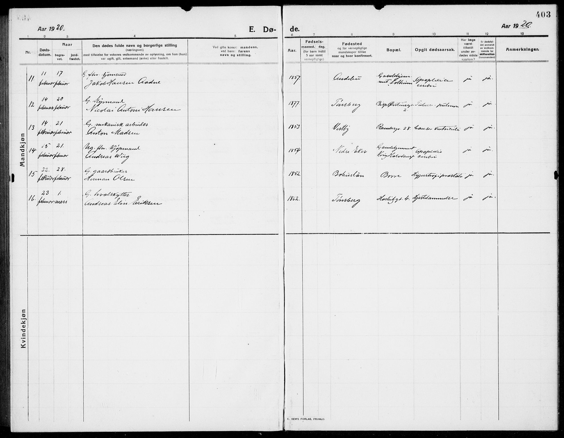 Tønsberg kirkebøker, AV/SAKO-A-330/G/Ga/L0009: Parish register (copy) no. 9, 1913-1920, p. 403