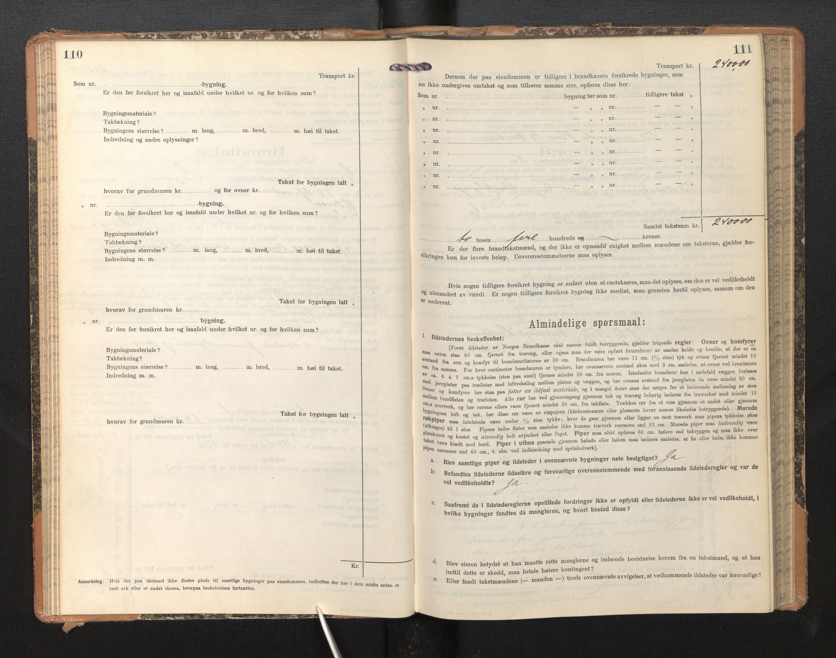 Lensmannen i Sogndal, AV/SAB-A-29901/0012/L0011: Branntakstprotokoll, skjematakst, 1914-1922, p. 110-111