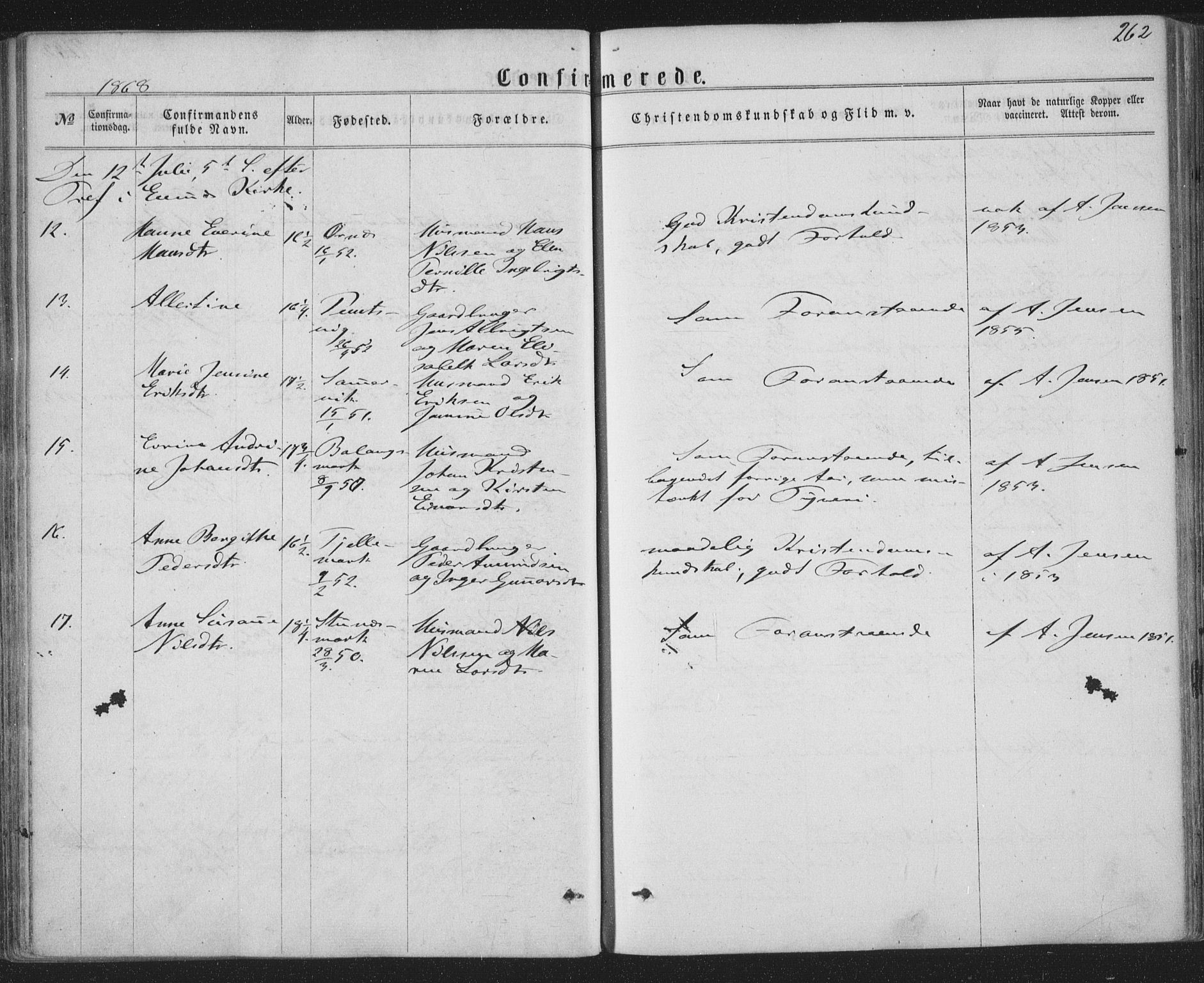 Ministerialprotokoller, klokkerbøker og fødselsregistre - Nordland, AV/SAT-A-1459/863/L0896: Parish register (official) no. 863A08, 1861-1871, p. 262