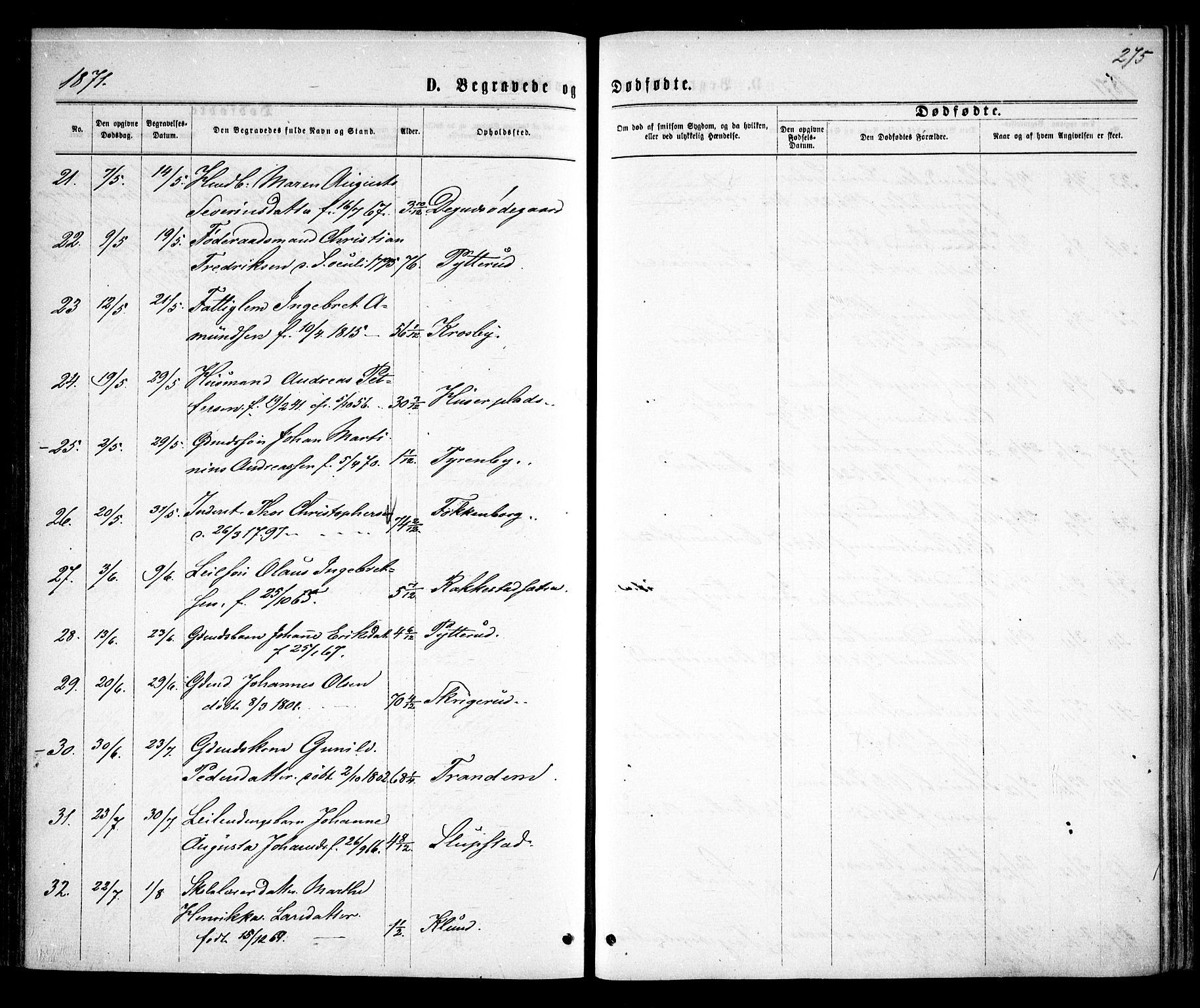 Rødenes prestekontor Kirkebøker, AV/SAO-A-2005/F/Fa/L0008: Parish register (official) no. I 8, 1869-1879, p. 275