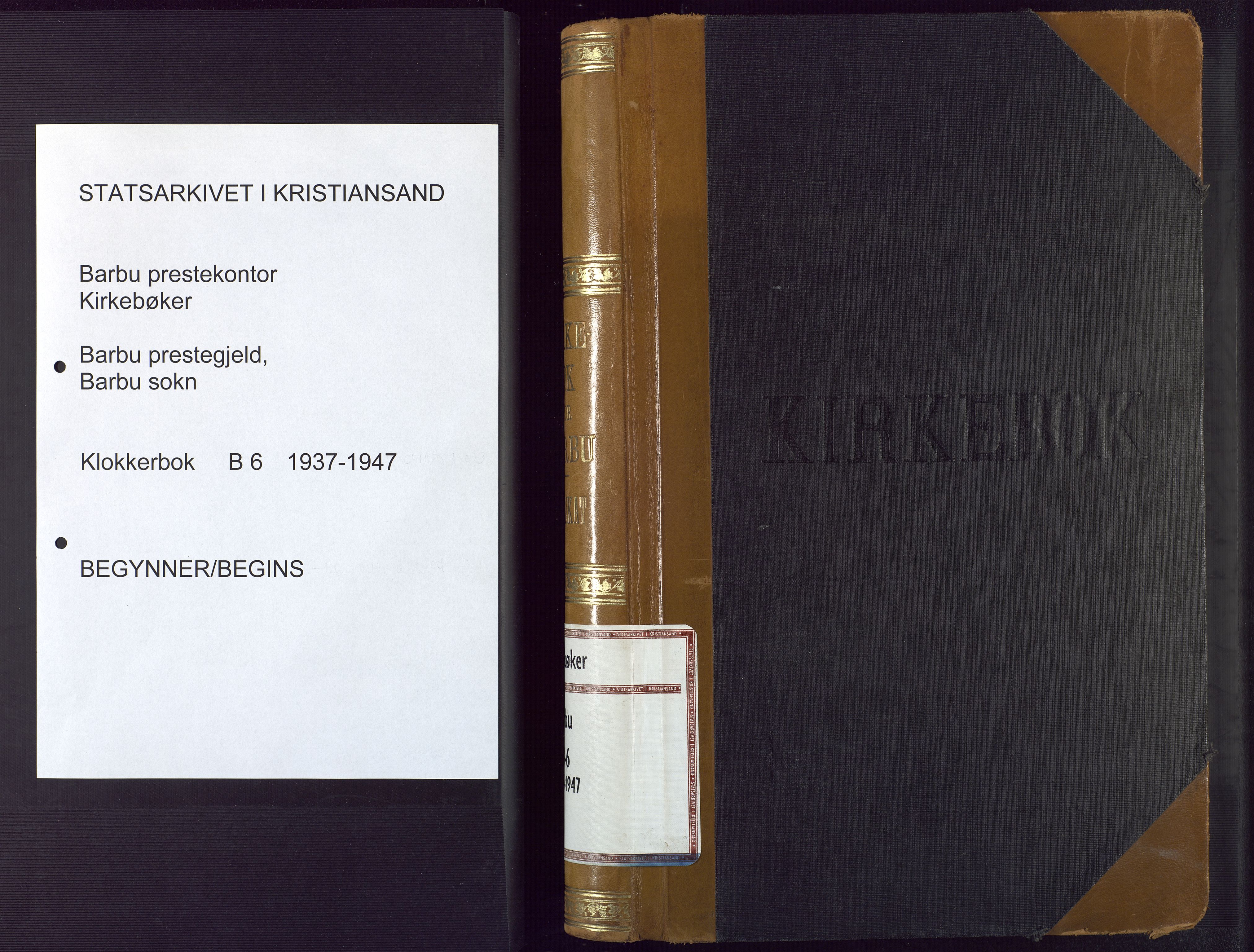 Barbu sokneprestkontor, SAK/1111-0003/F/Fb/L0006: Parish register (copy) no. B 6, 1937-1947