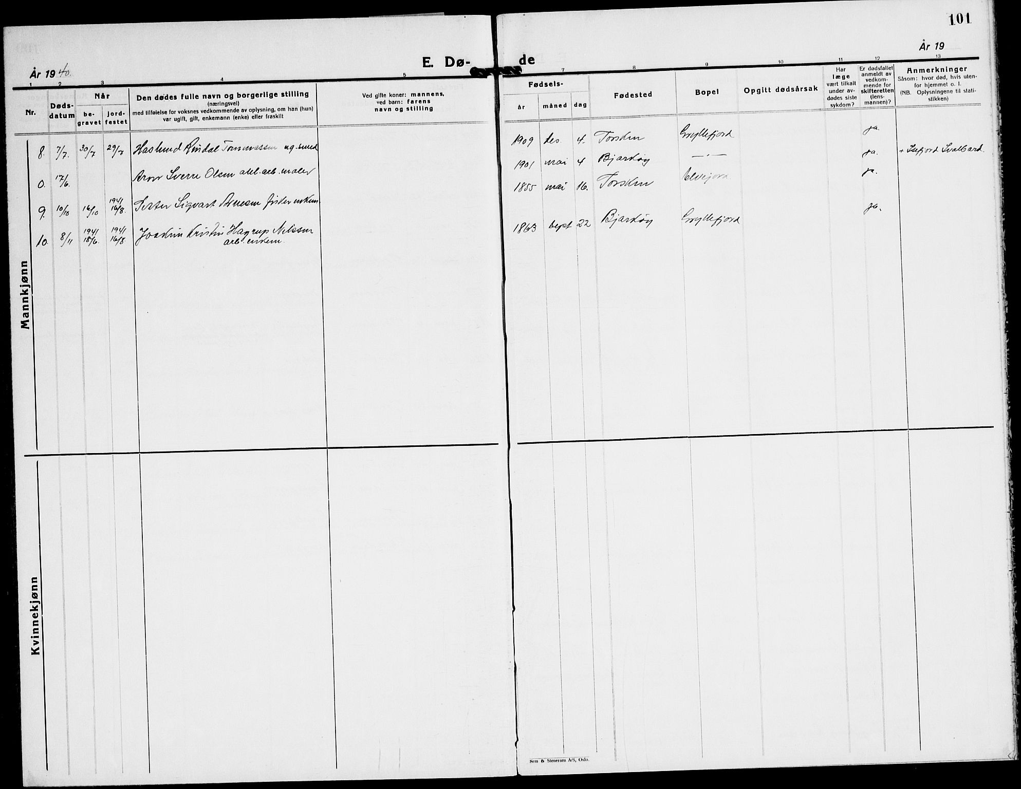 Berg sokneprestkontor, AV/SATØ-S-1318/G/Ga/Gab/L0015klokker: Parish register (copy) no. 15, 1934-1945, p. 101