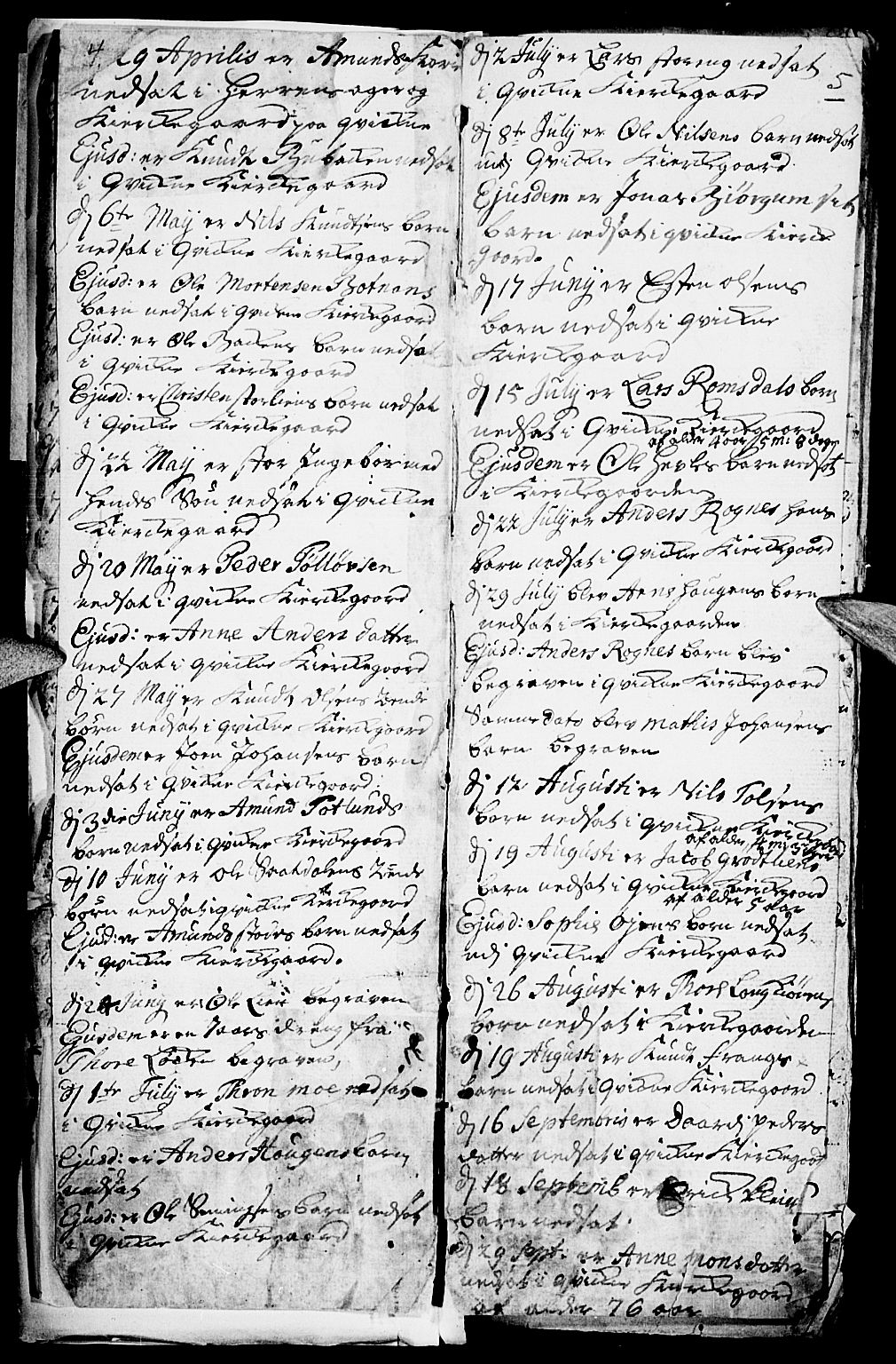 Kvikne prestekontor, SAH/PREST-064/H/Ha/Haa/L0001: Parish register (official) no. 1, 1740-1756, p. 4-5