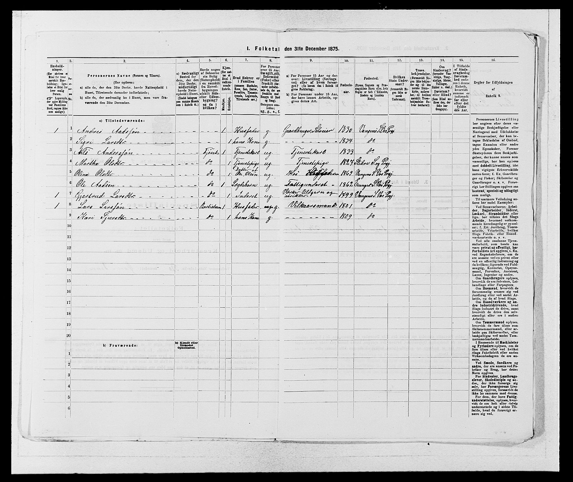 SAB, 1875 census for 1235P Voss, 1875, p. 1130