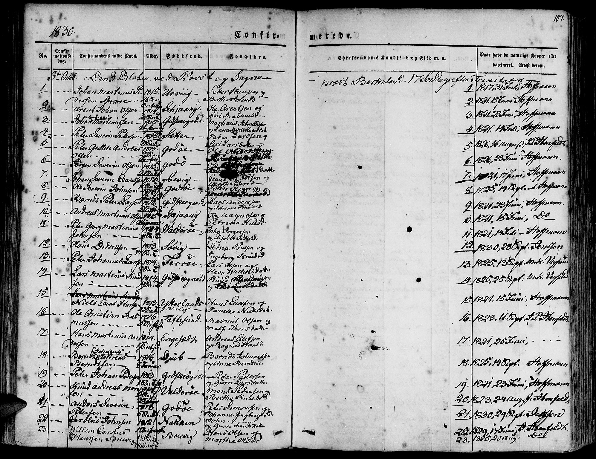 Ministerialprotokoller, klokkerbøker og fødselsregistre - Møre og Romsdal, AV/SAT-A-1454/528/L0395: Parish register (official) no. 528A06, 1828-1839, p. 108