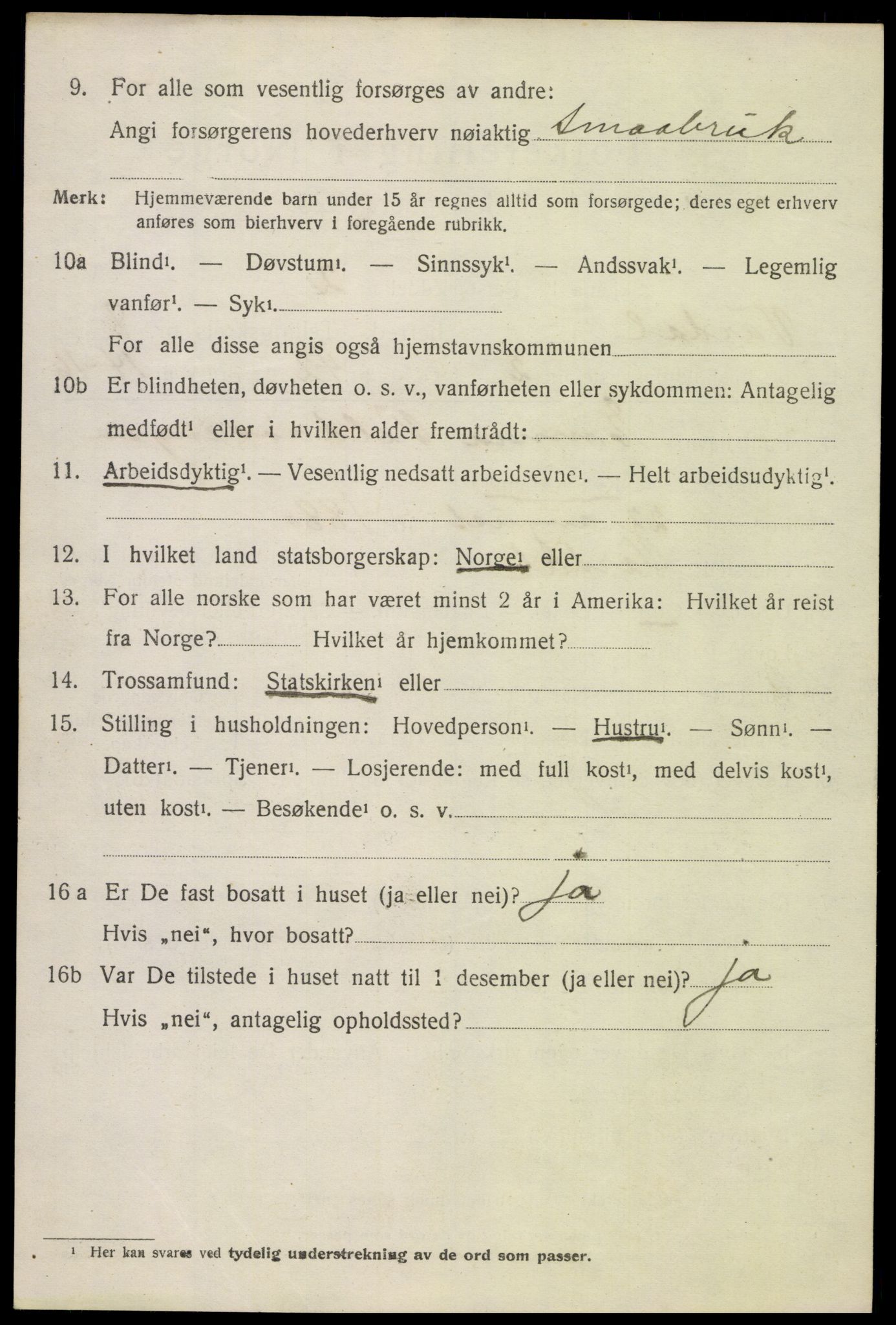 SAH, 1920 census for Vardal, 1920, p. 5734