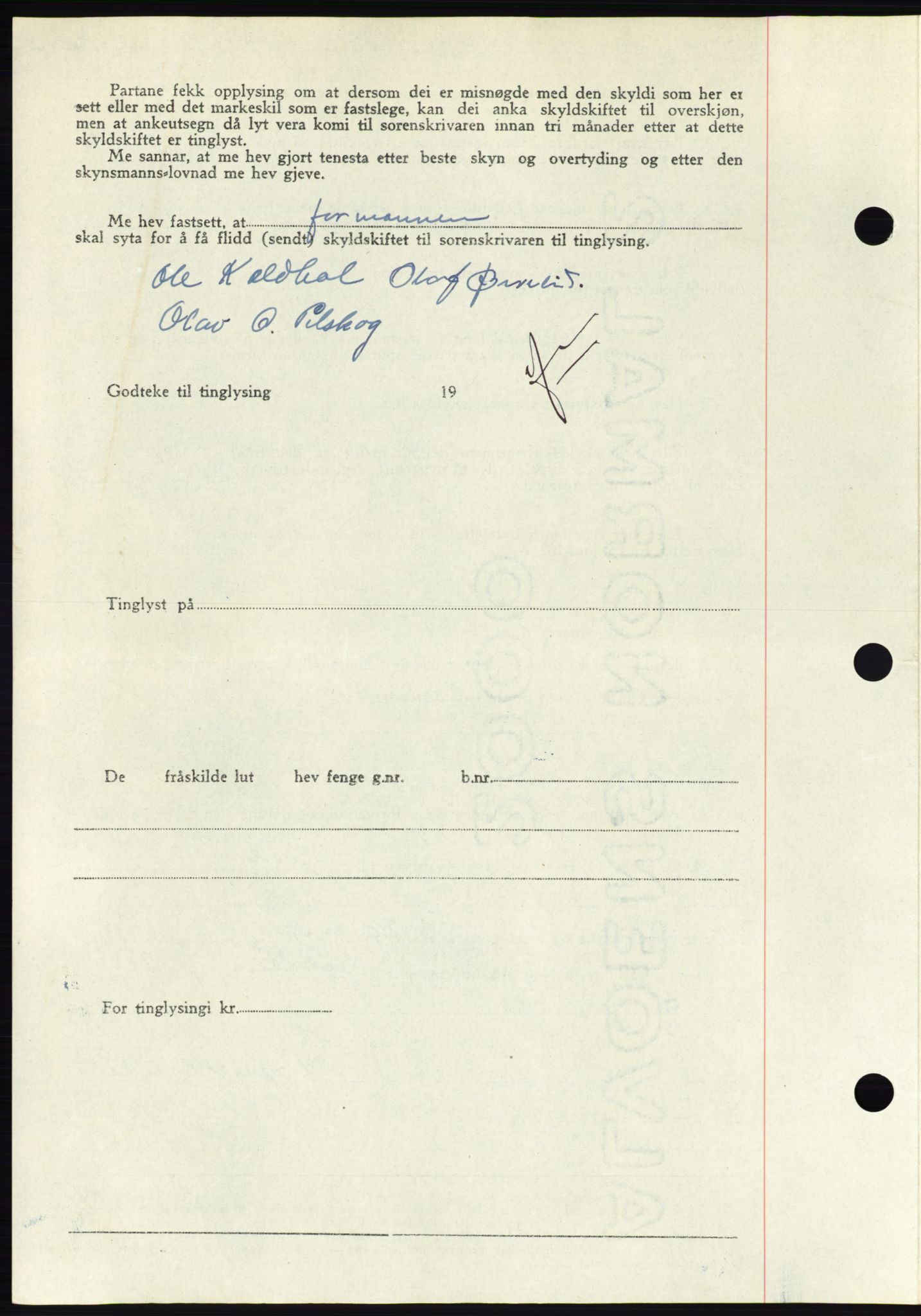 Søre Sunnmøre sorenskriveri, AV/SAT-A-4122/1/2/2C/L0081: Mortgage book no. 7A, 1947-1948, Diary no: : 1191/1947