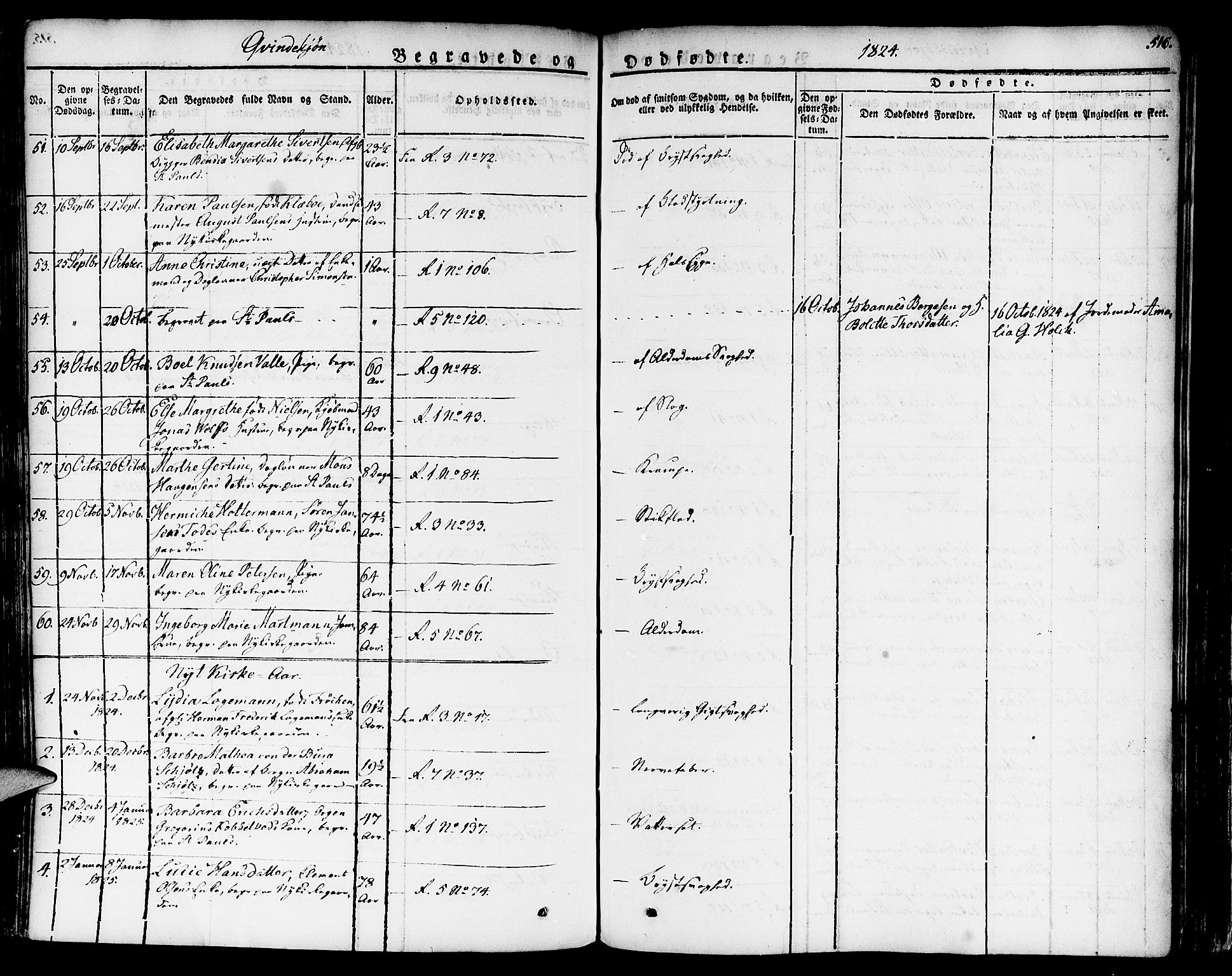 Nykirken Sokneprestembete, AV/SAB-A-77101/H/Haa/L0012: Parish register (official) no. A 12, 1821-1844, p. 516