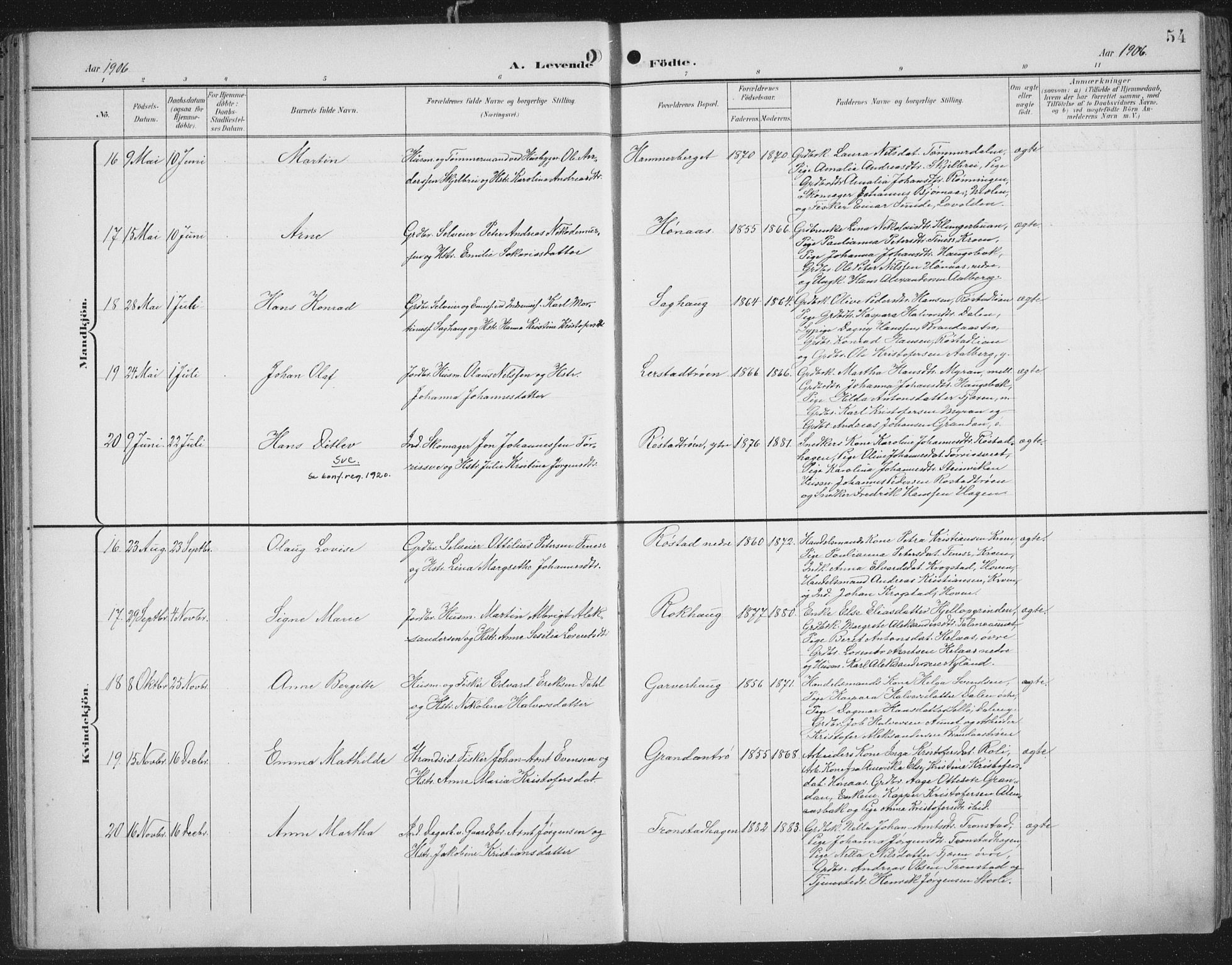 Ministerialprotokoller, klokkerbøker og fødselsregistre - Nord-Trøndelag, SAT/A-1458/701/L0011: Parish register (official) no. 701A11, 1899-1915, p. 54