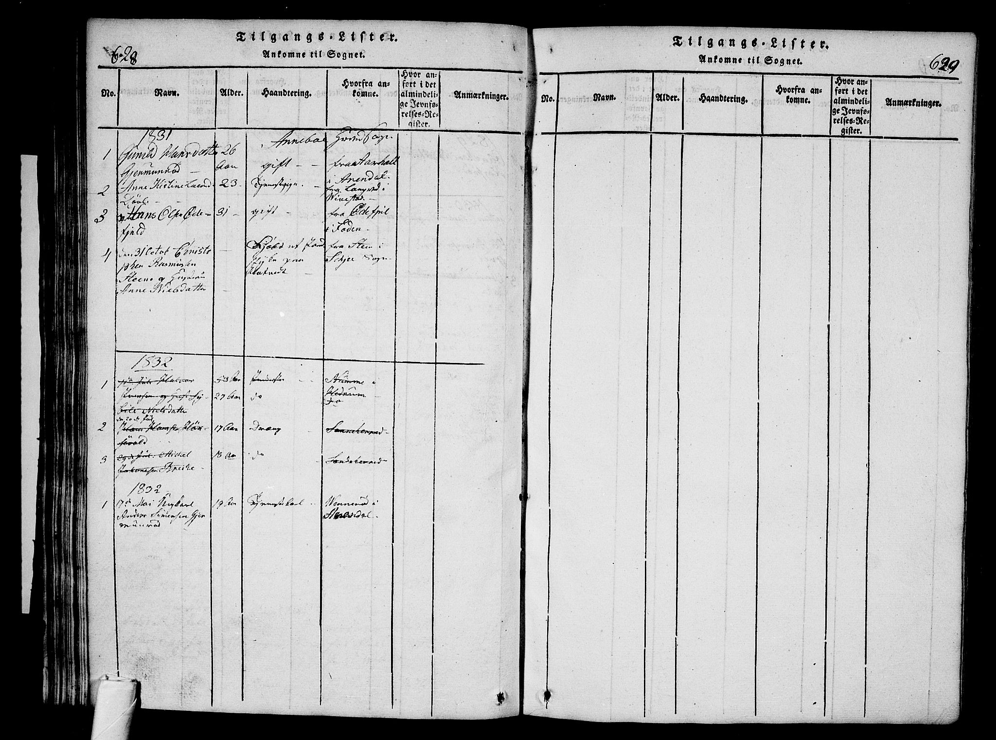 Andebu kirkebøker, AV/SAKO-A-336/G/Ga/L0002: Parish register (copy) no. I 2 /1, 1823-1832, p. 628-629