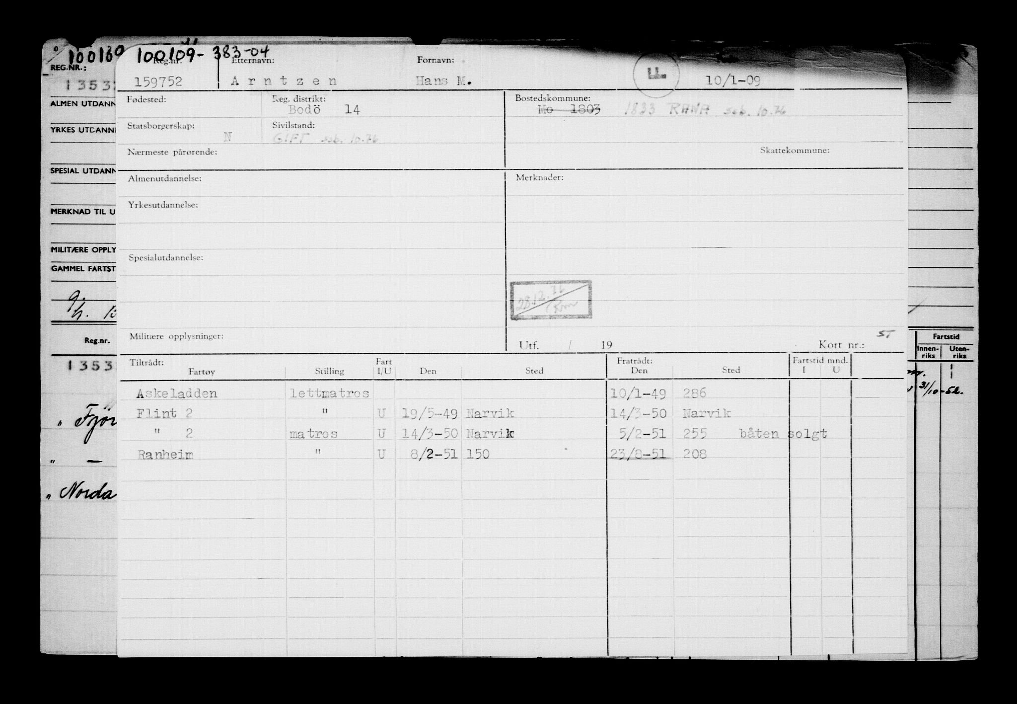 Direktoratet for sjømenn, AV/RA-S-3545/G/Gb/L0081: Hovedkort, 1909, p. 141