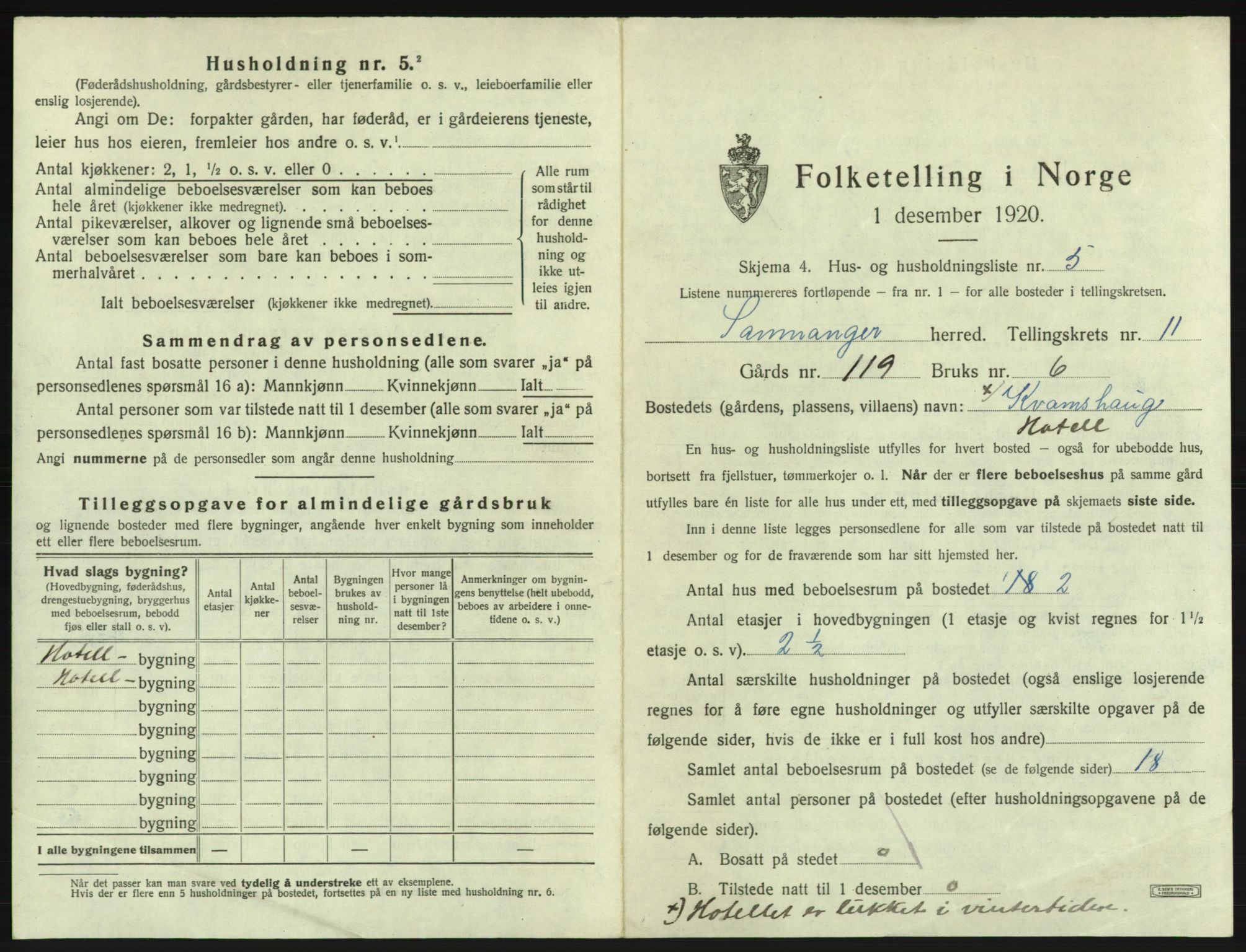 SAB, 1920 census for Samnanger, 1920, p. 570