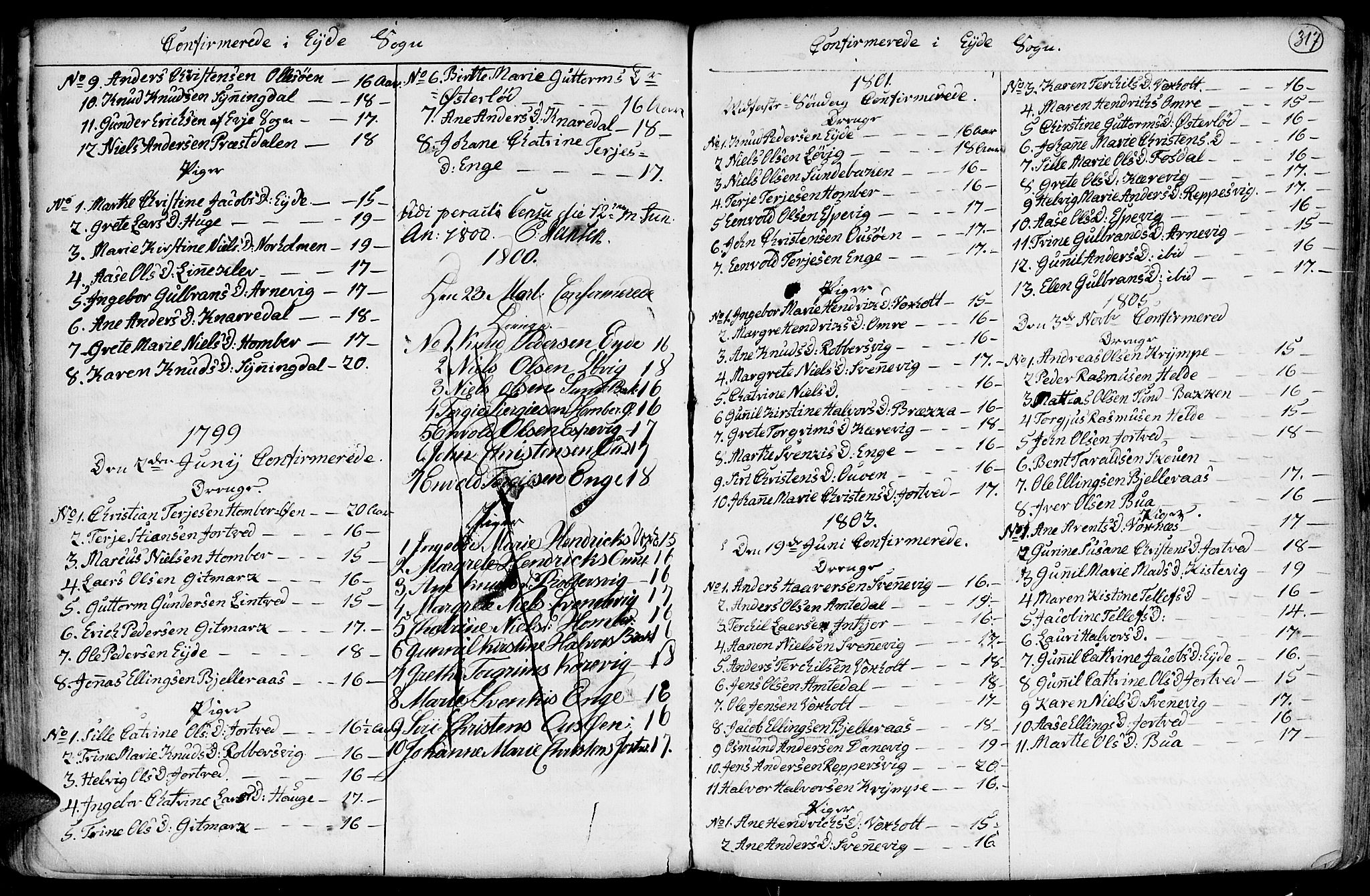 Hommedal sokneprestkontor, AV/SAK-1111-0023/F/Fa/Fab/L0002: Parish register (official) no. A 2 /2, 1740-1823, p. 317