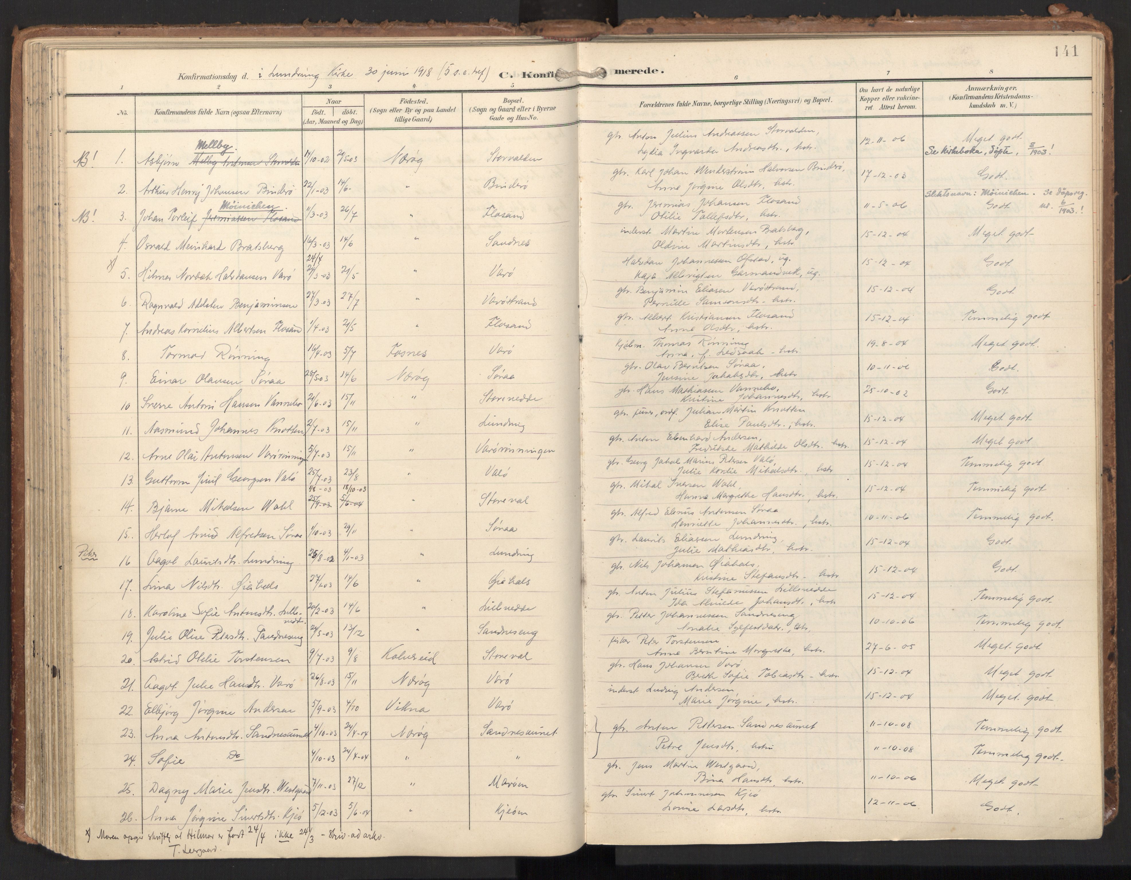 Ministerialprotokoller, klokkerbøker og fødselsregistre - Nord-Trøndelag, SAT/A-1458/784/L0677: Parish register (official) no. 784A12, 1900-1920, p. 141