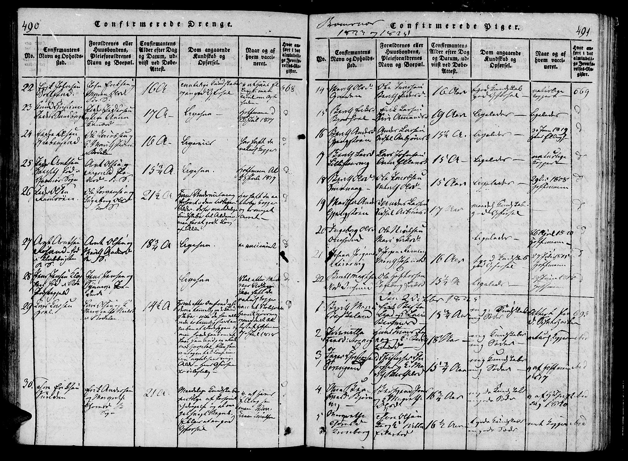 Ministerialprotokoller, klokkerbøker og fødselsregistre - Møre og Romsdal, SAT/A-1454/568/L0800: Parish register (official) no. 568A09 /2, 1820-1830, p. 490-491