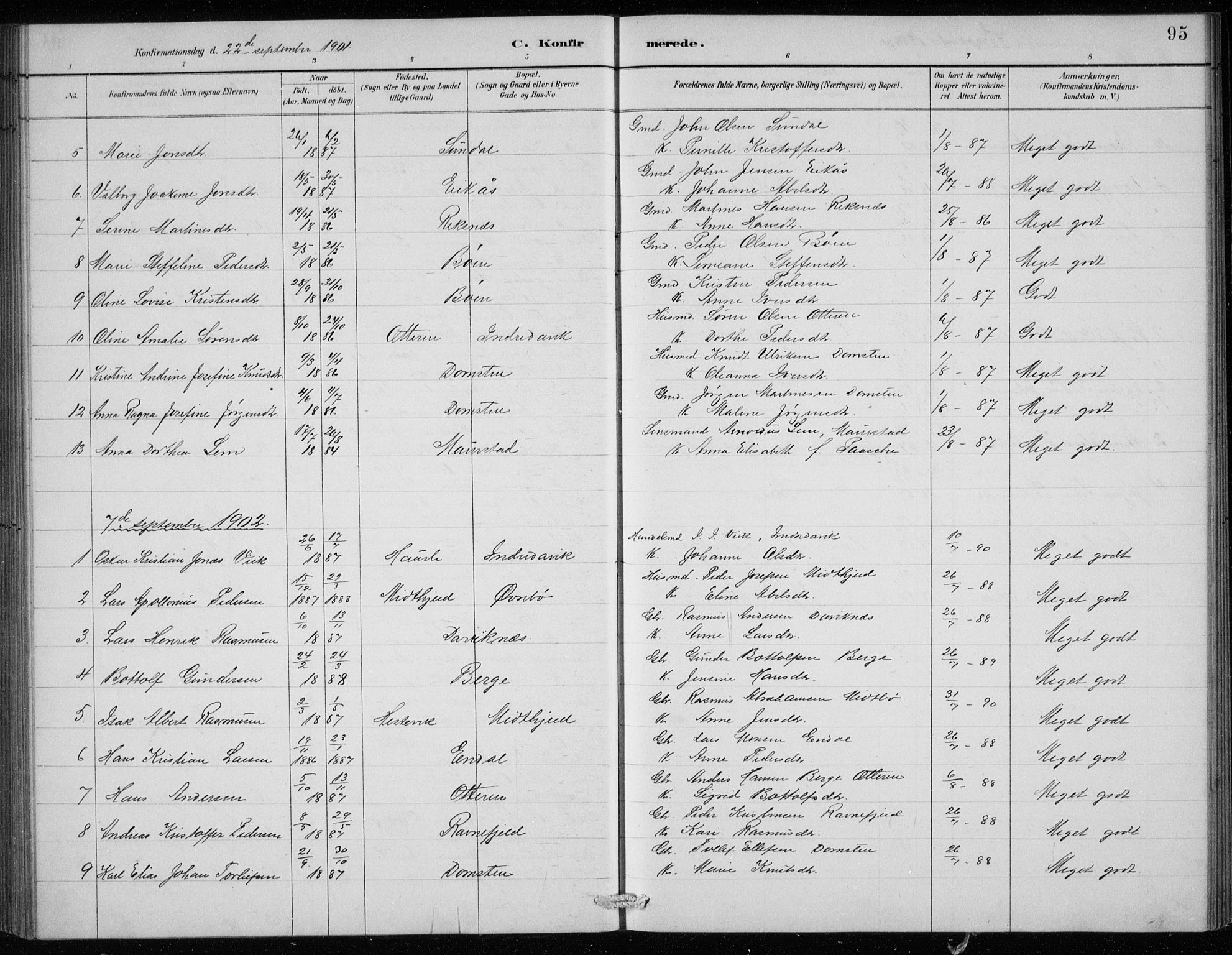 Davik sokneprestembete, AV/SAB-A-79701/H/Hab/Haba/L0002: Parish register (copy) no. A 2, 1890-1911, p. 95