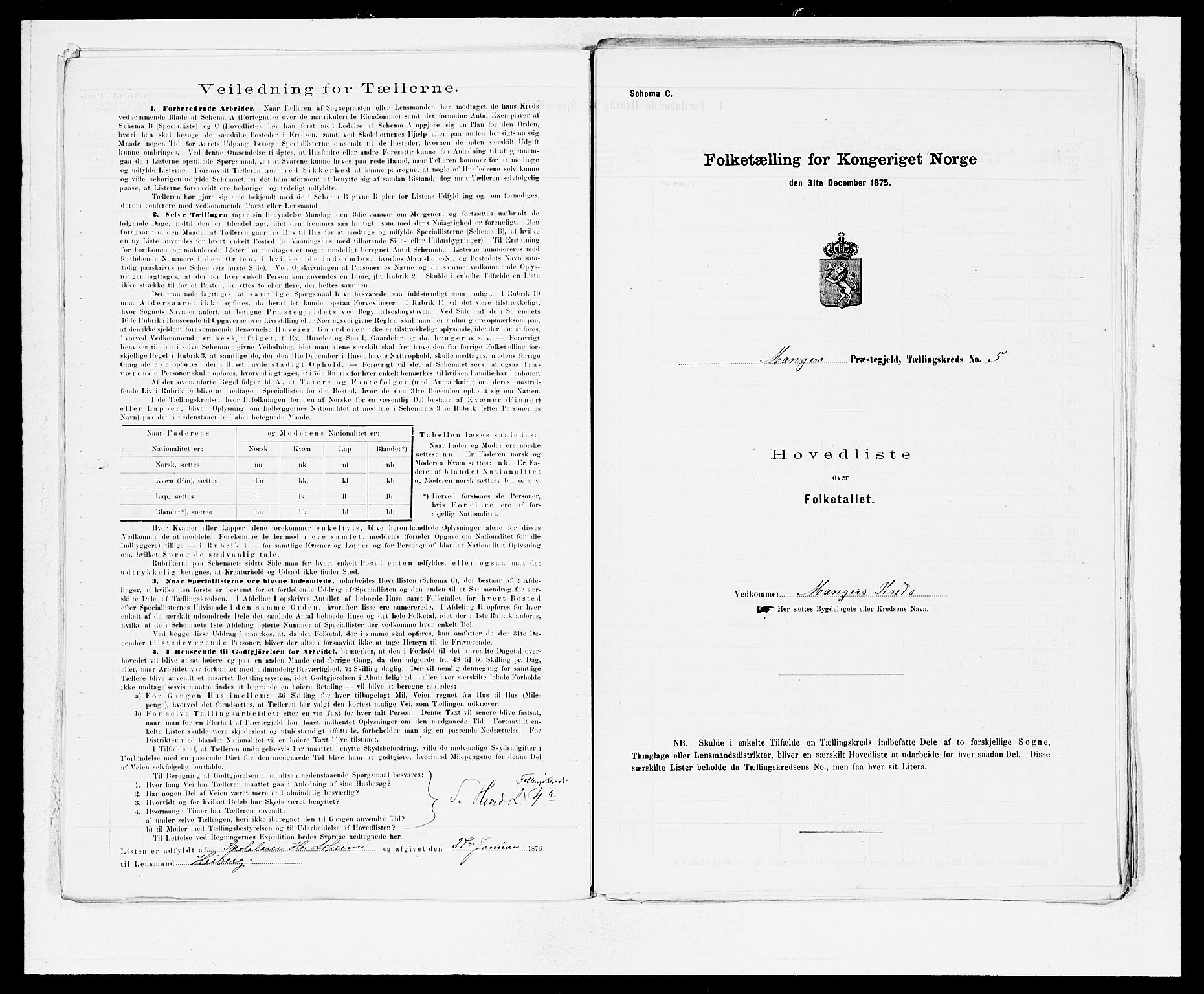 SAB, 1875 census for 1261P Manger, 1875, p. 16