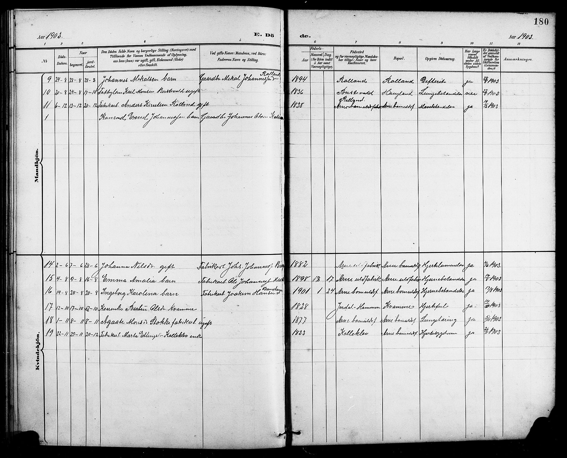 Arna Sokneprestembete, AV/SAB-A-74001/H/Ha/Hab: Parish register (copy) no. A 4, 1898-1910, p. 180