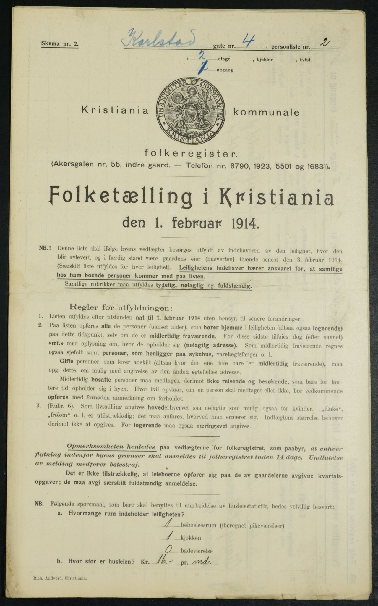 OBA, Municipal Census 1914 for Kristiania, 1914, p. 48919