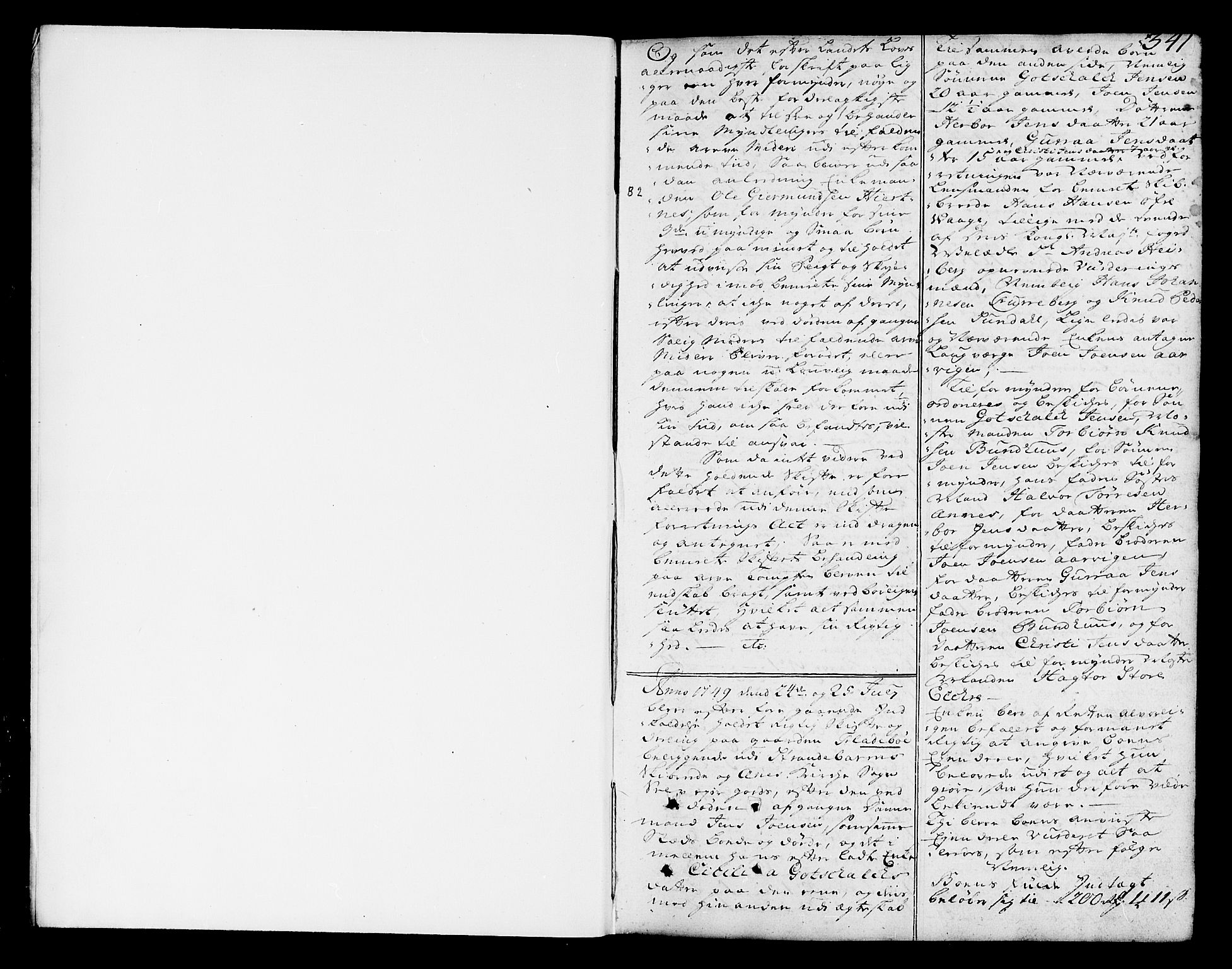 Sunnhordland sorenskrivar, SAB/A-2401/1/H/Ha/Haa/L0006: Skifteprotokollar. Register på lesesal. Fol. 1061- ut, 1749-1751, p. 340b-341a