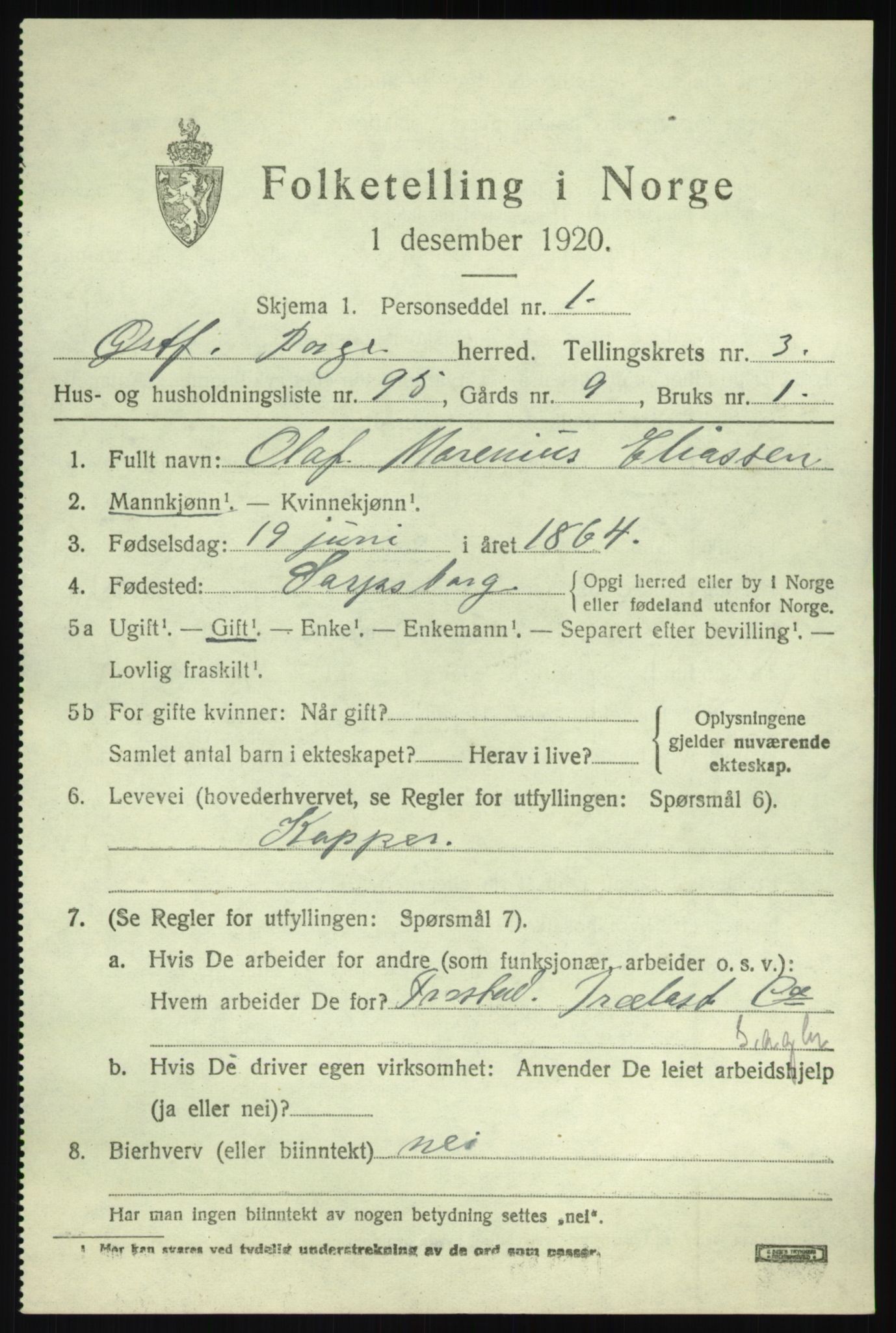 SAO, 1920 census for Borge, 1920, p. 4951