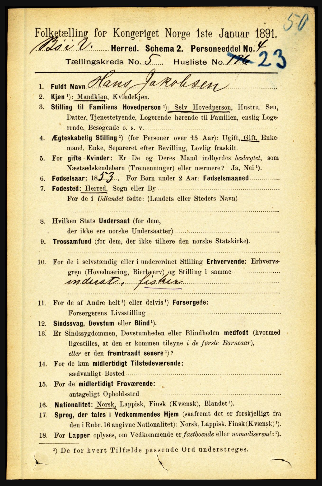 RA, 1891 census for 1867 Bø, 1891, p. 2089