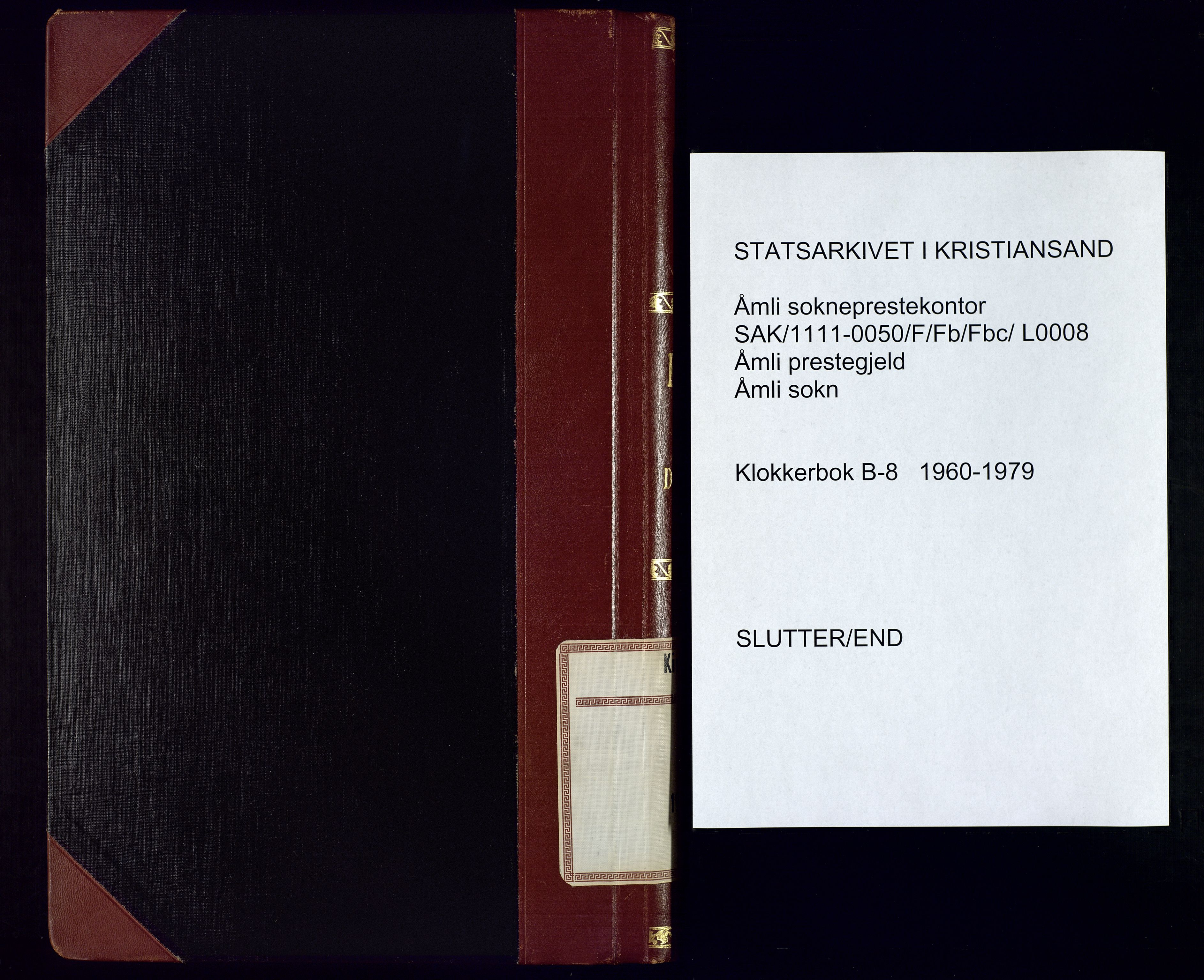 Åmli sokneprestkontor, AV/SAK-1111-0050/F/Fb/Fbc/L0008: Parish register (copy) no. B-8, 1960-1979