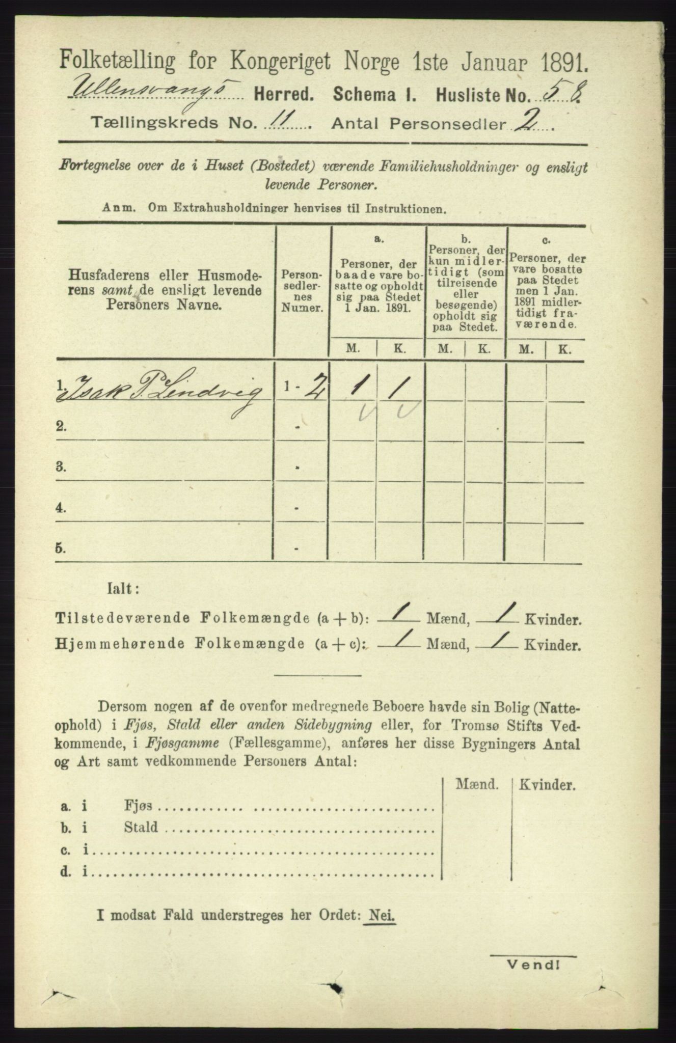 RA, 1891 census for 1230 Ullensvang, 1891, p. 4259