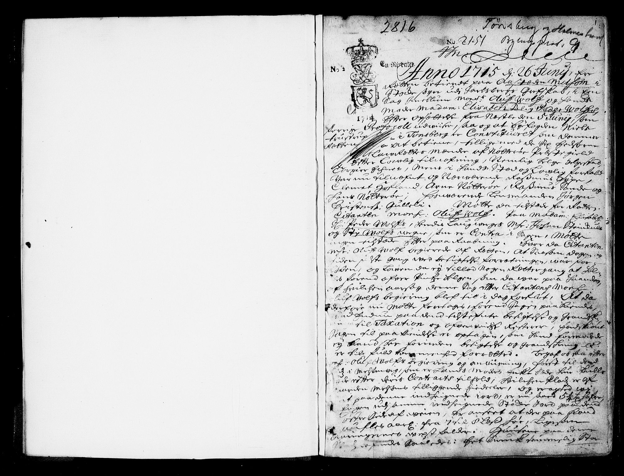 Tønsberg byfogd, SAKO/A-224/F/Fa/L0009: Tingbok, 1715-1720, p. 1