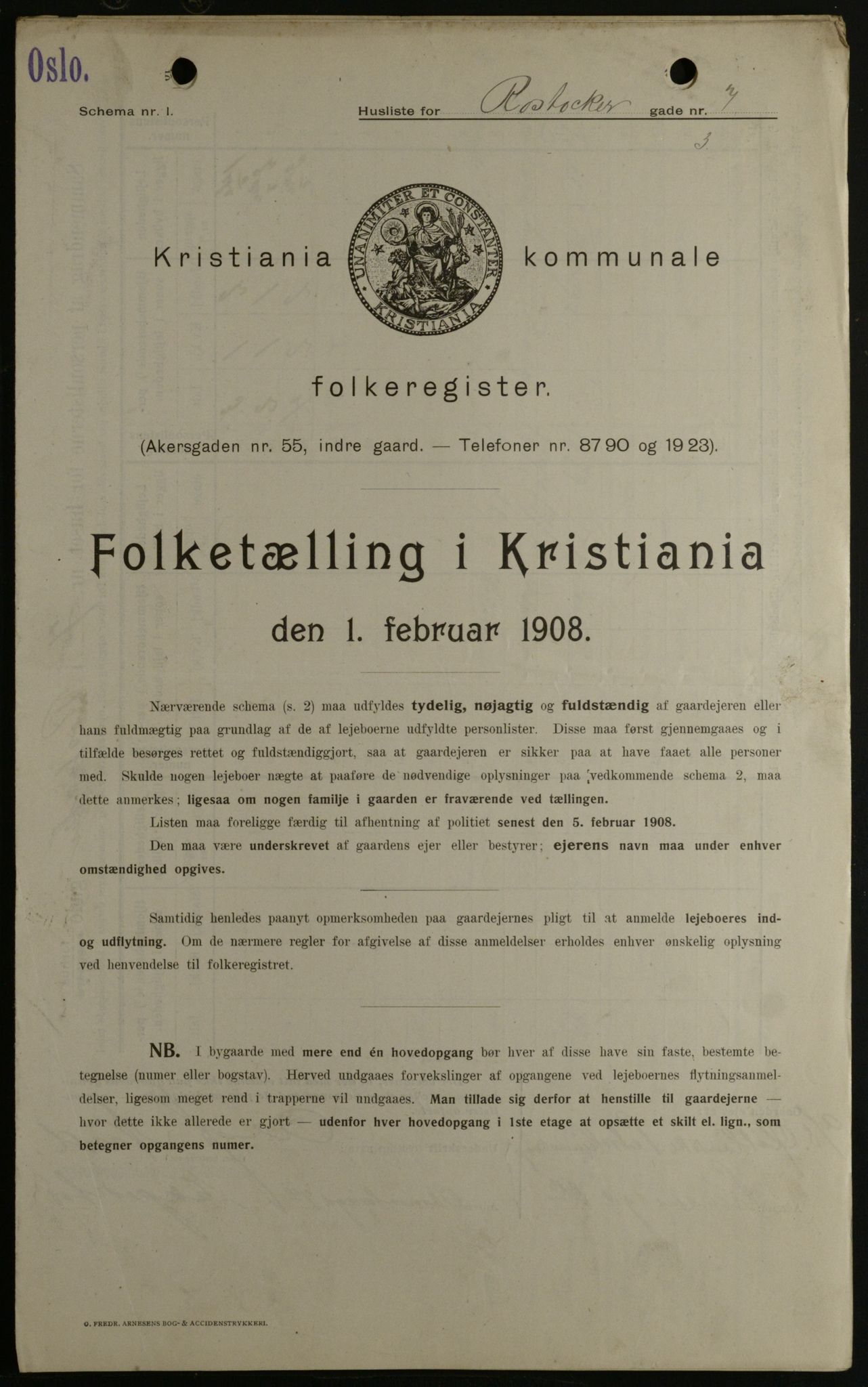 OBA, Municipal Census 1908 for Kristiania, 1908, p. 76074