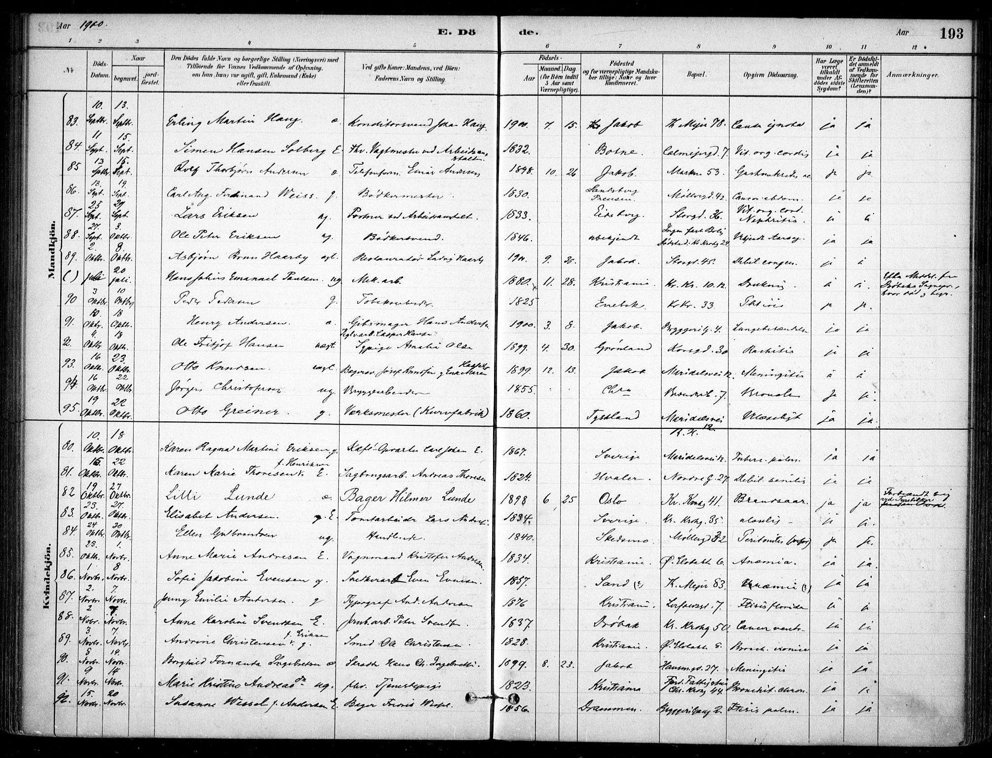 Jakob prestekontor Kirkebøker, SAO/A-10850/F/Fa/L0007: Parish register (official) no. 7, 1880-1905, p. 193