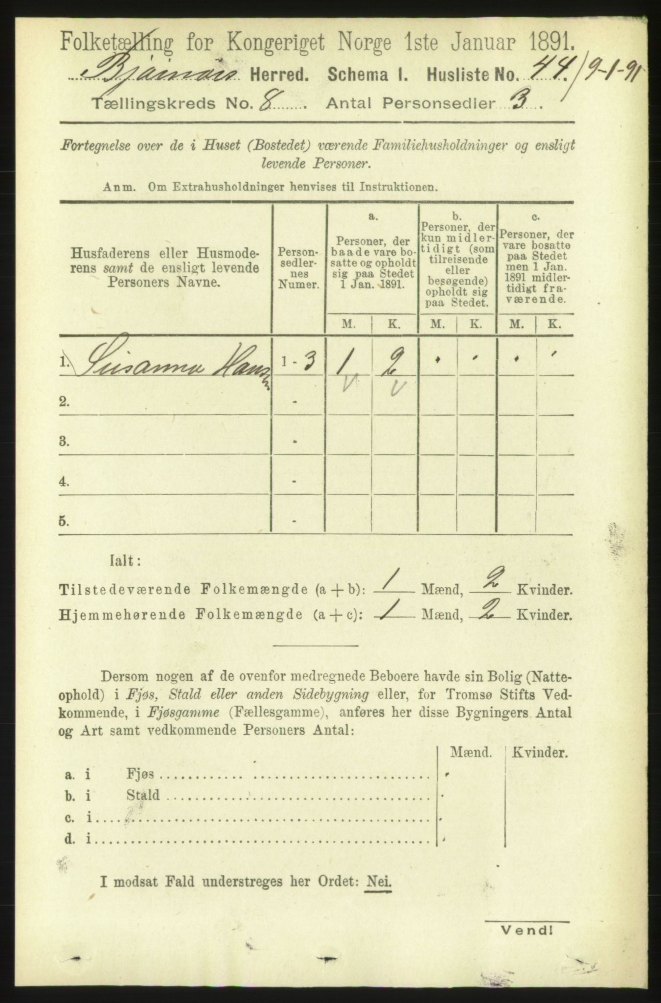 RA, 1891 census for 1632 Bjørnør, 1891, p. 3367