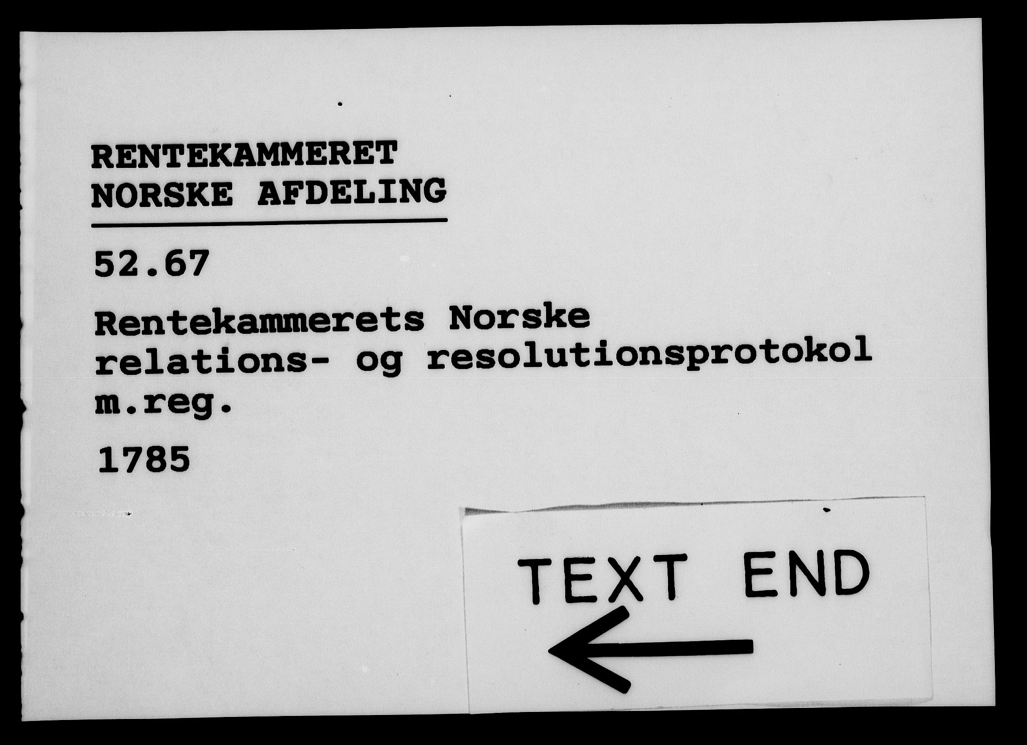 Rentekammeret, Kammerkanselliet, RA/EA-3111/G/Gf/Gfa/L0067: Norsk relasjons- og resolusjonsprotokoll (merket RK 52.67), 1785, p. 1115