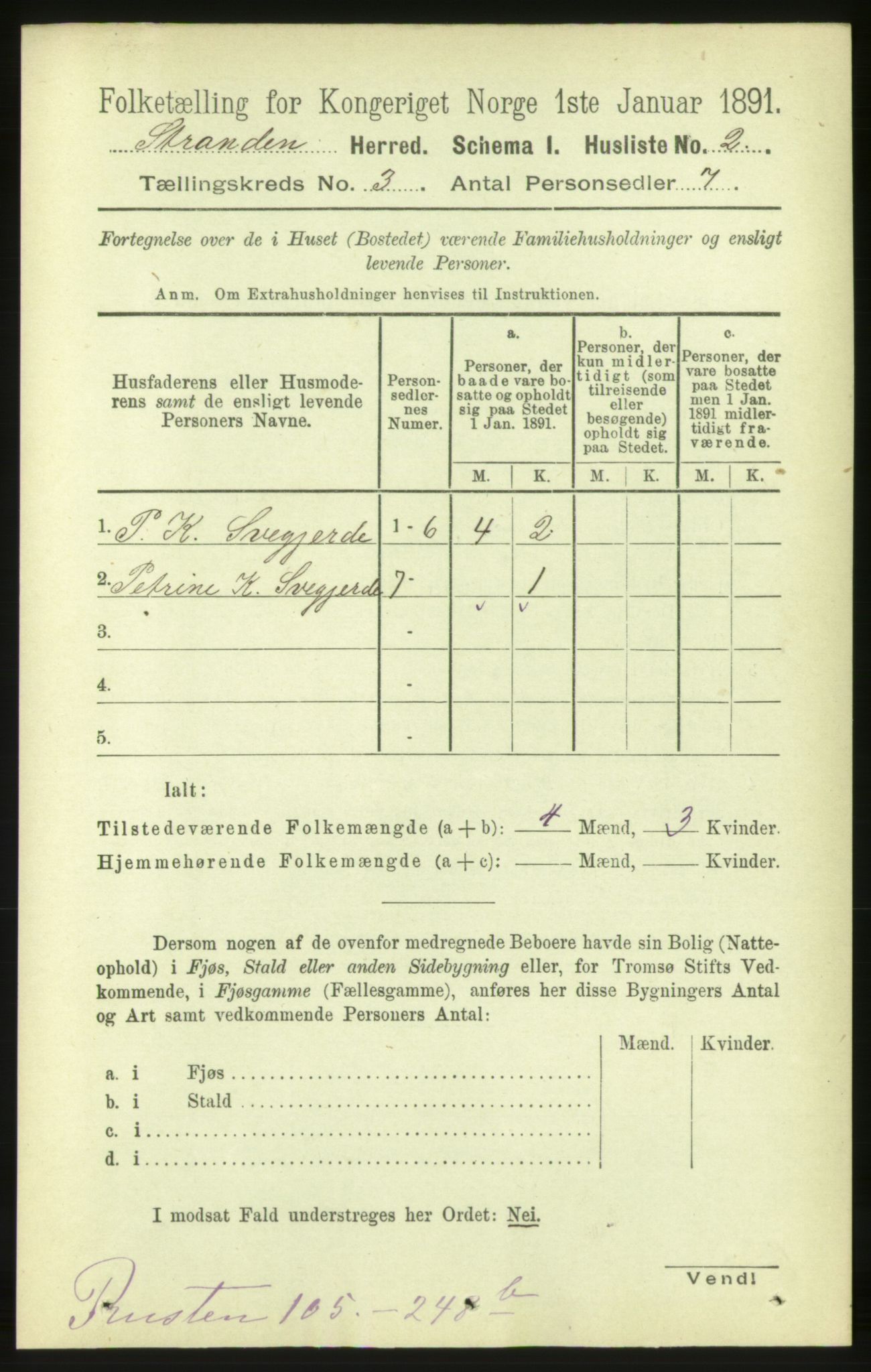 RA, 1891 census for 1525 Stranda, 1891, p. 449