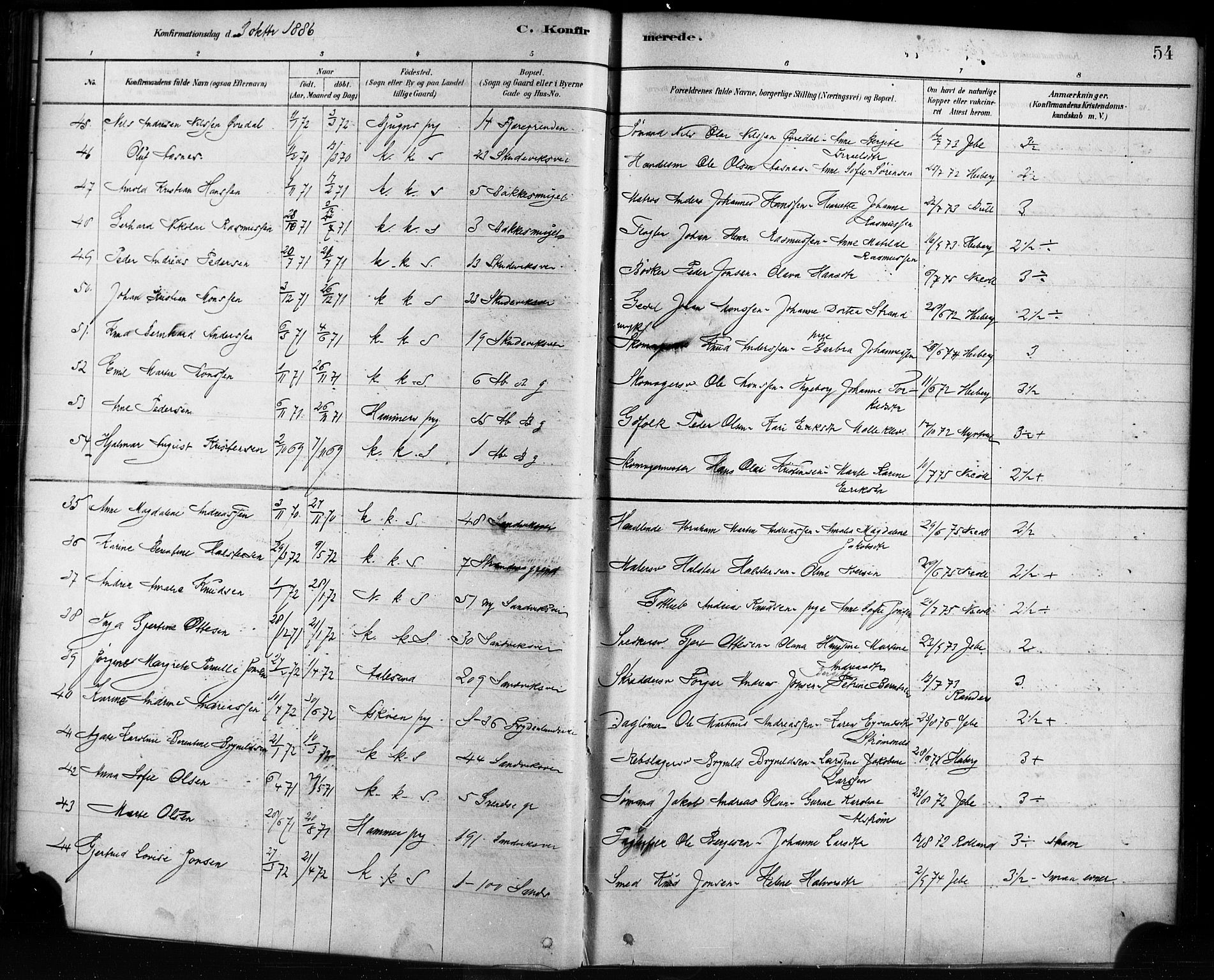 Sandviken Sokneprestembete, AV/SAB-A-77601/H/Ha/L0002: Parish register (official) no. A 2, 1878-1896, p. 54