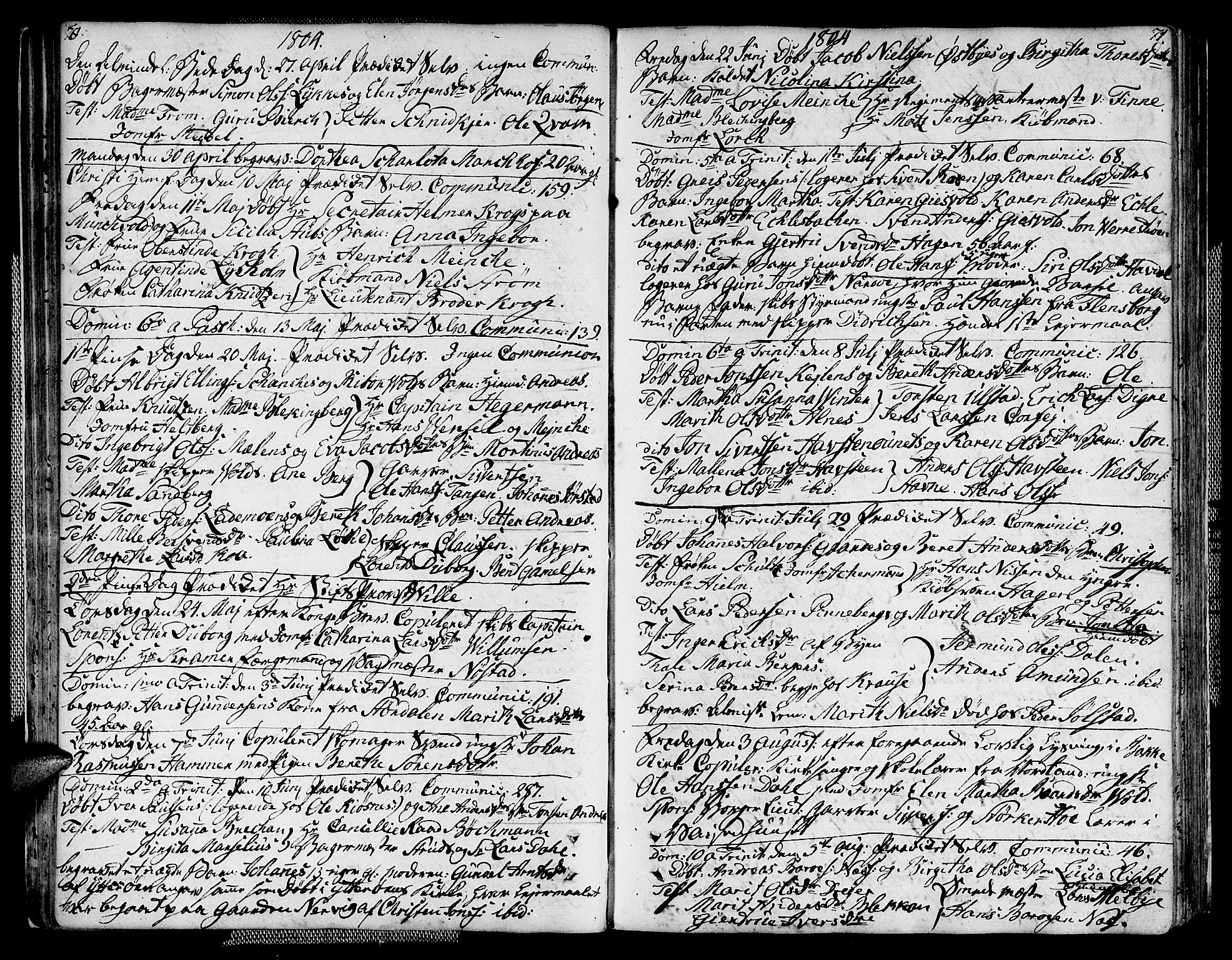 Ministerialprotokoller, klokkerbøker og fødselsregistre - Sør-Trøndelag, SAT/A-1456/604/L0181: Parish register (official) no. 604A02, 1798-1817, p. 70-71